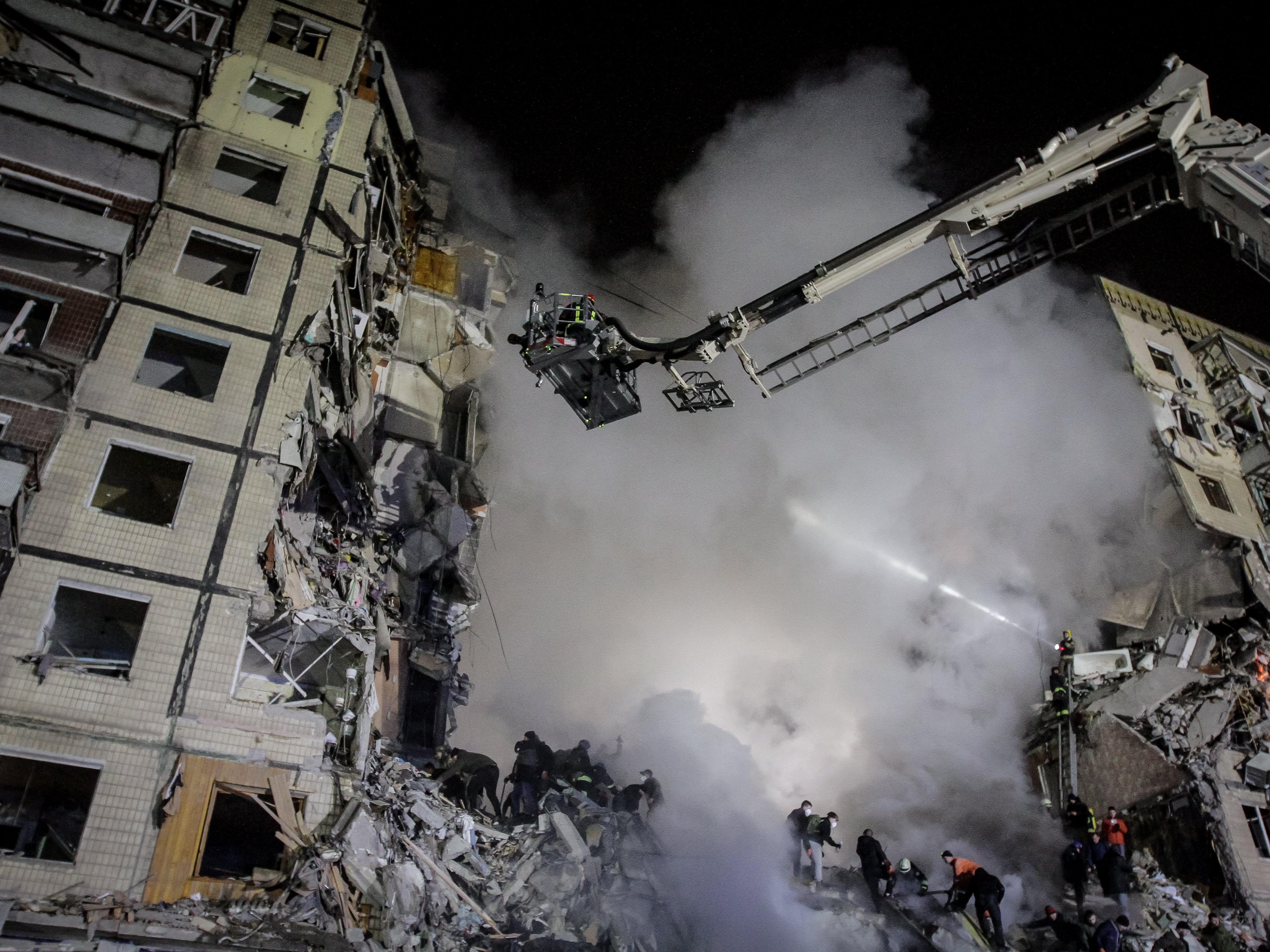 At least five people died when Russian airstrikes hit a residential building in Dnipro