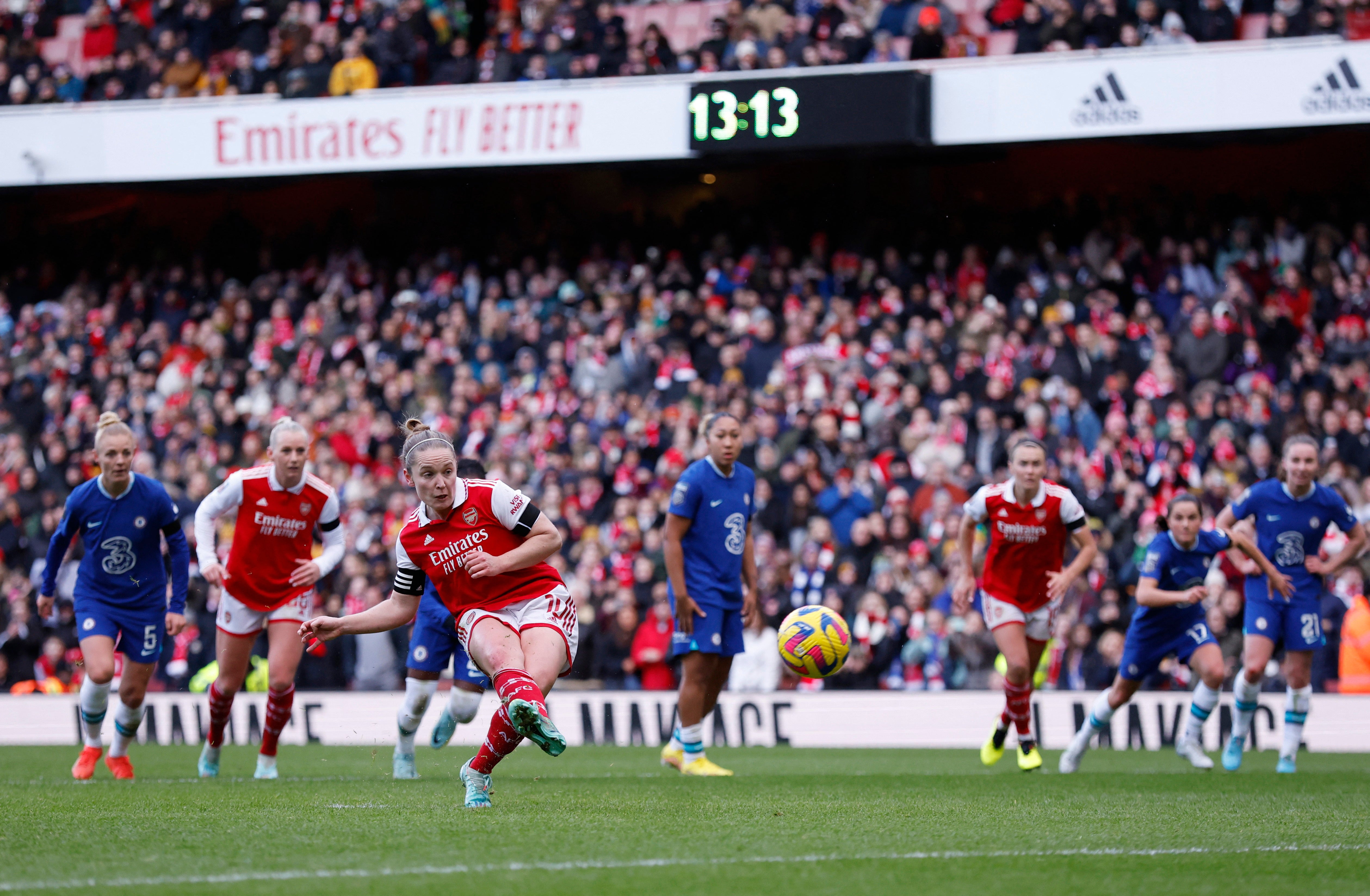 Kim Little scores from the spot for Arsenal