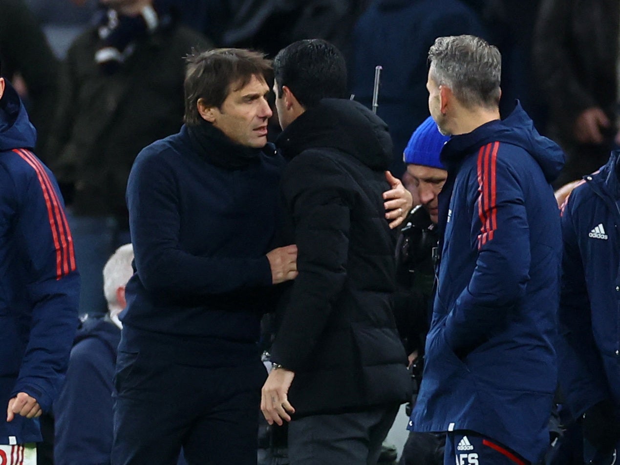 Tottenham Hotspur manager Antonio Conte and Arsenal manager Mikel Arteta