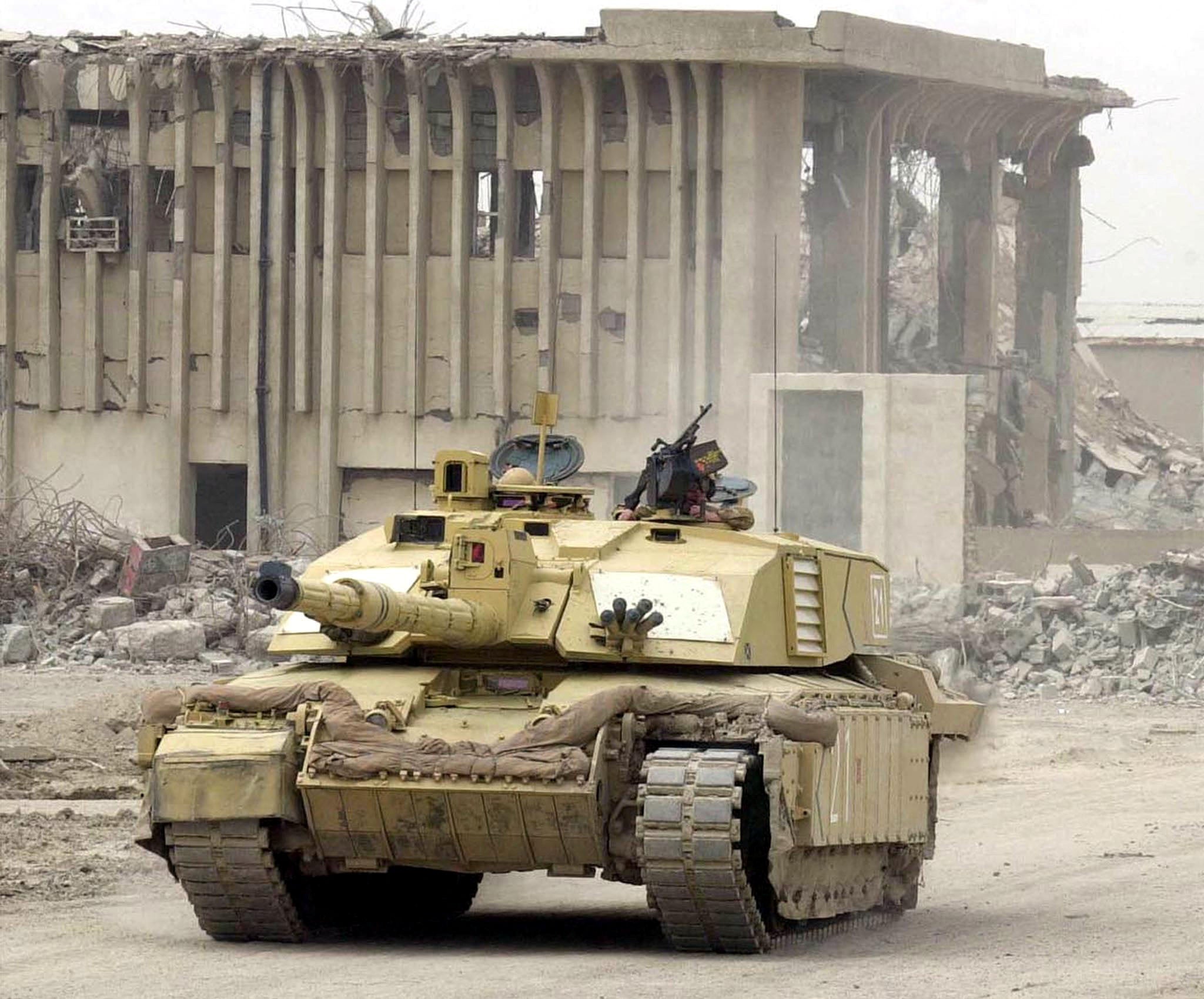 A Challenger 2 tank from the British 7th Armoured Brigade