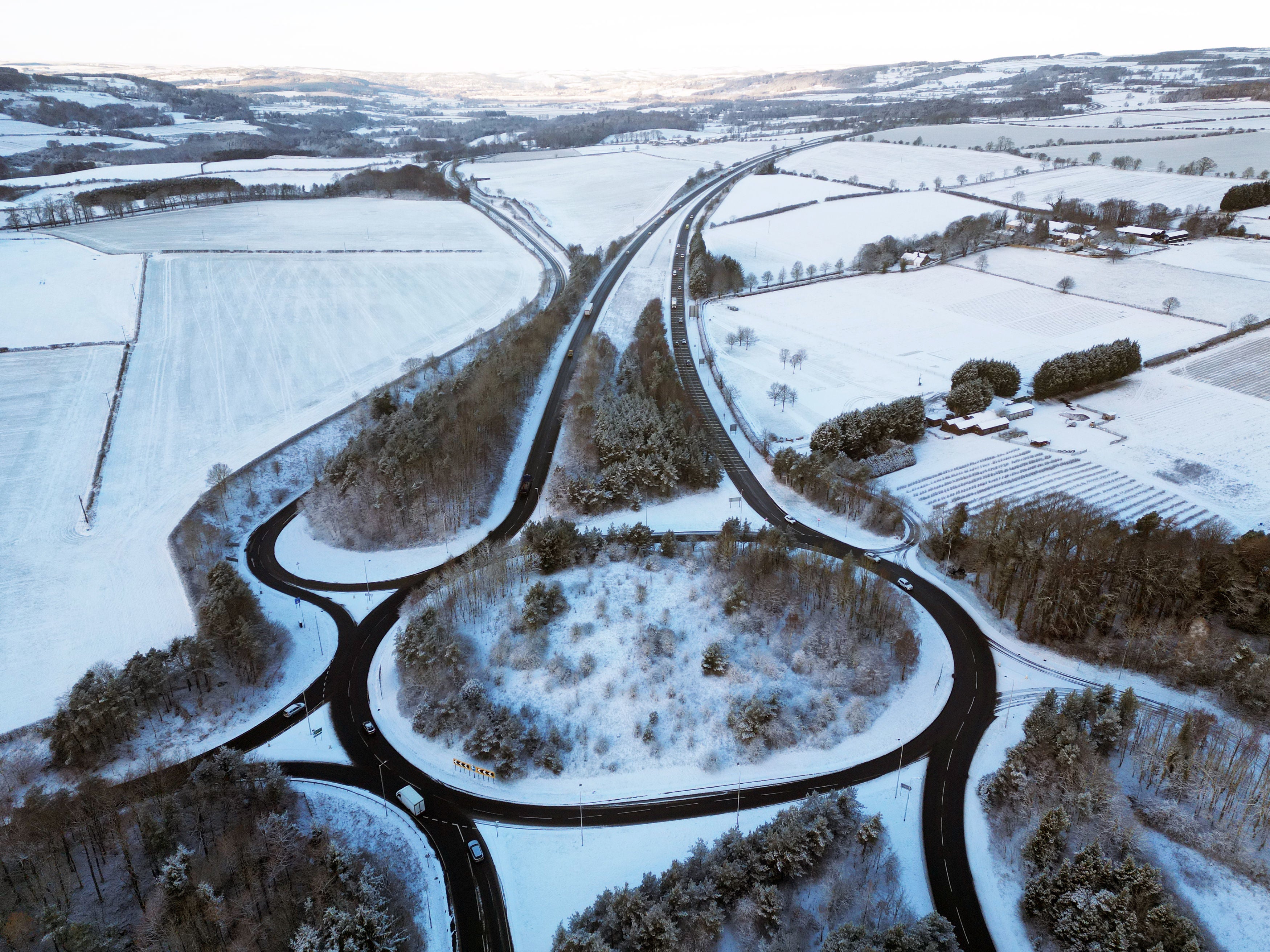 Snowy conditions on the A69 Newcastle to Hexham