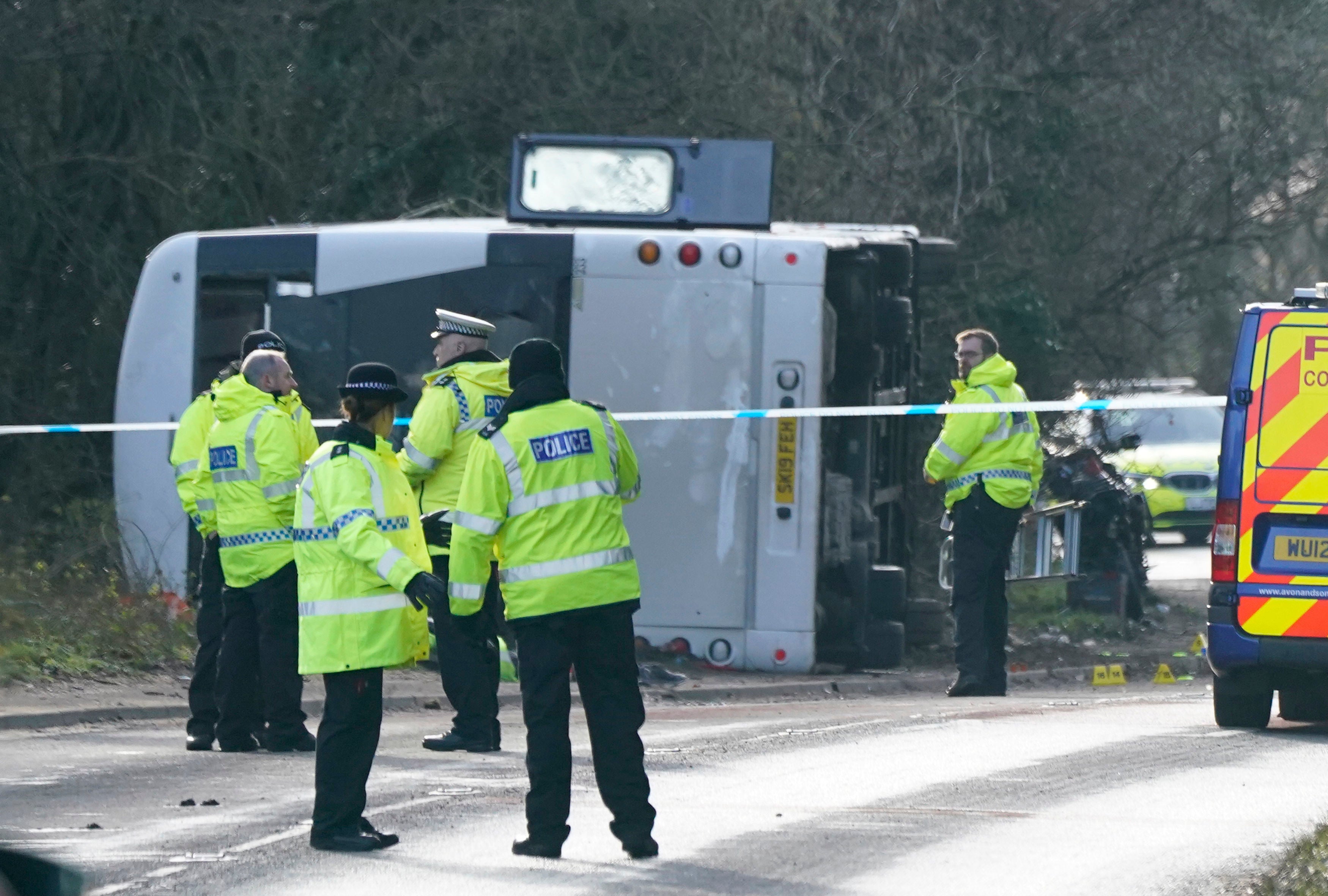 More than 50 injured after double-decker bus overturns on icy road in Somerset