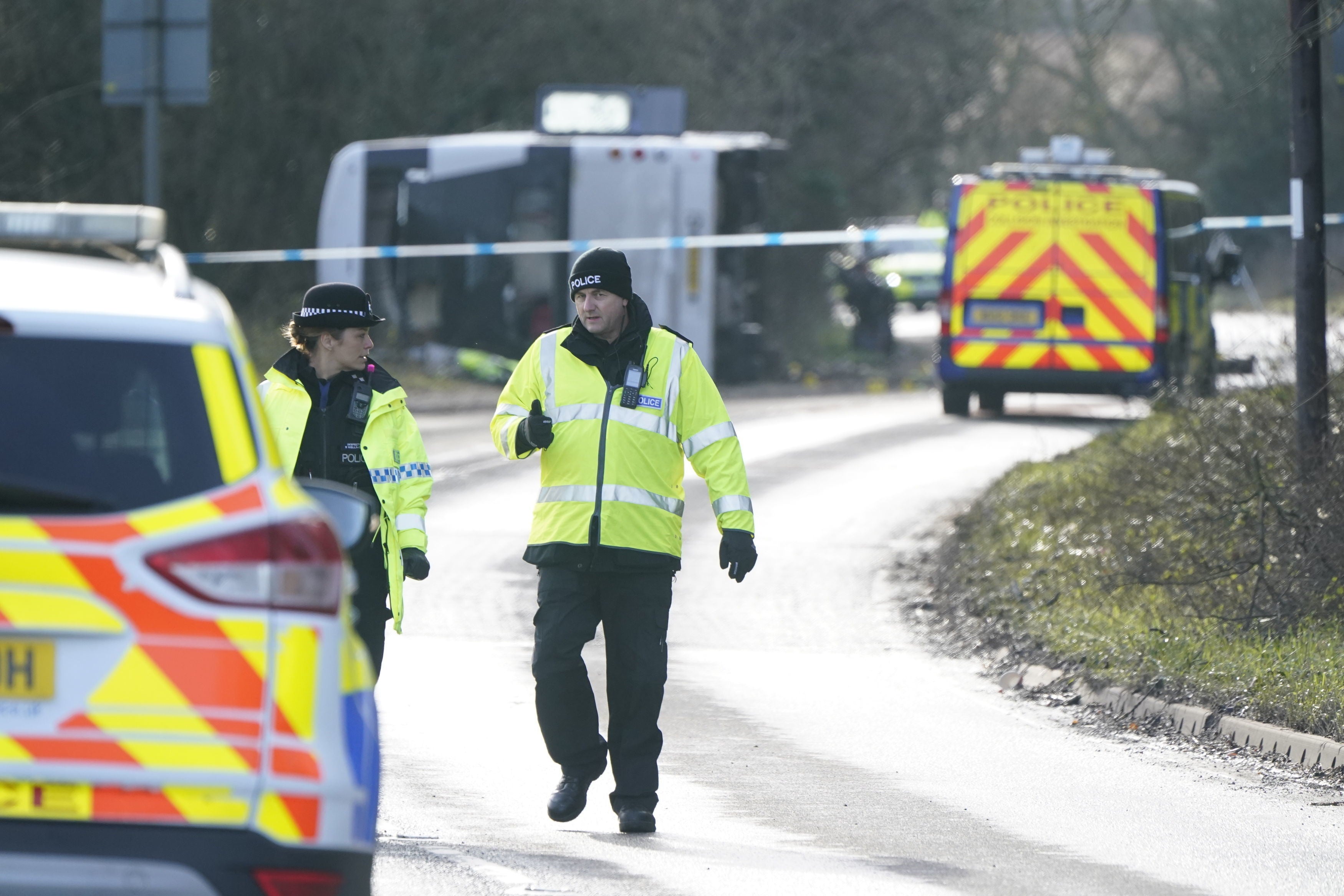 Police at the scene on the A39 Quantock Road in Bridgwater