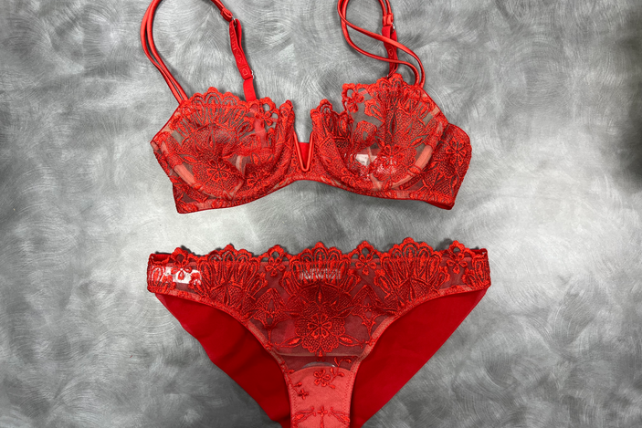 I.D. Sarrieri crossette half cup bra and brief best red lingerie sets