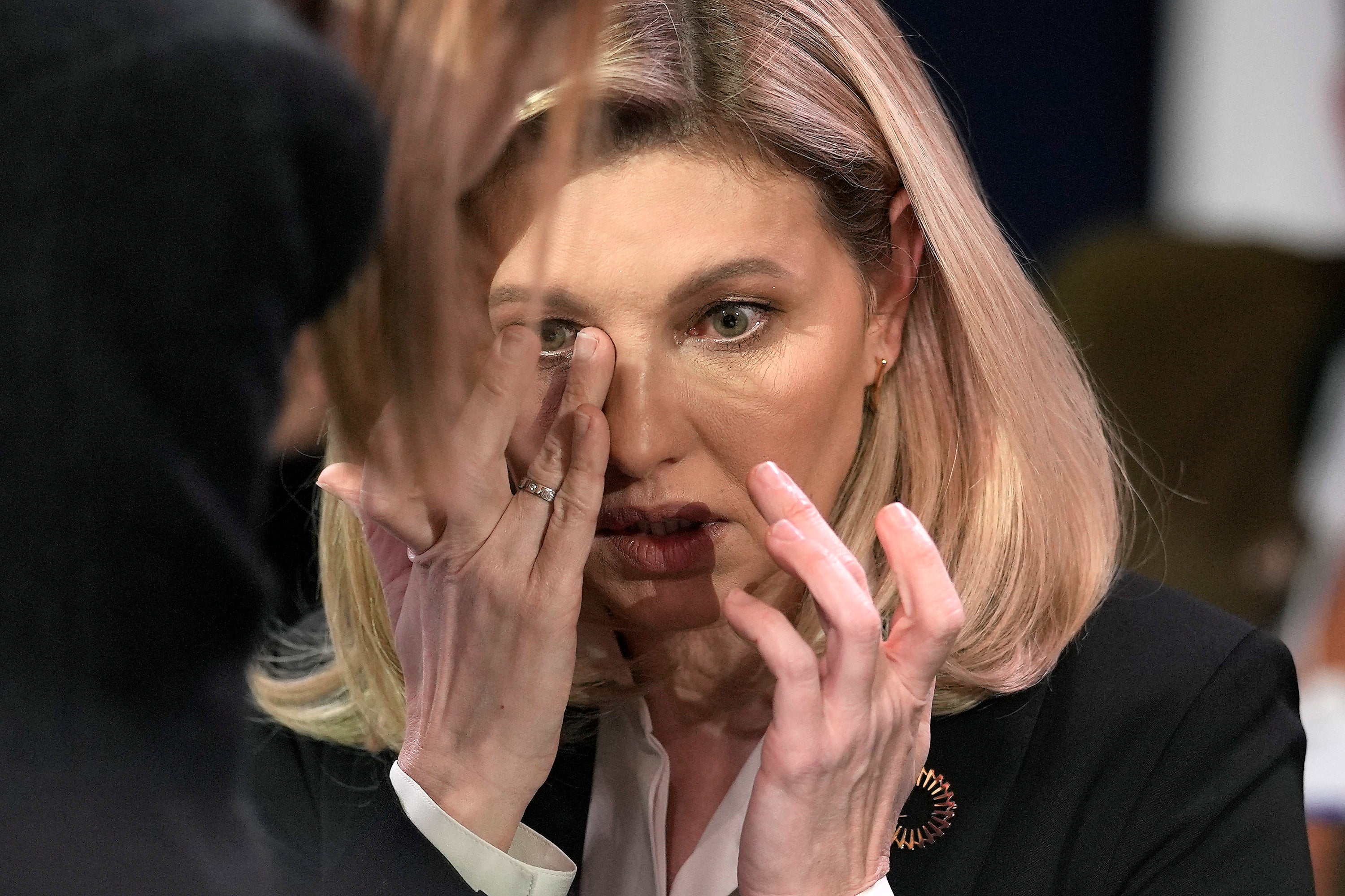 The first lady of Ukraine, Olena Zelenska, at the World Economic Forum in Davos, Switzerland after the news of the helicopter crash