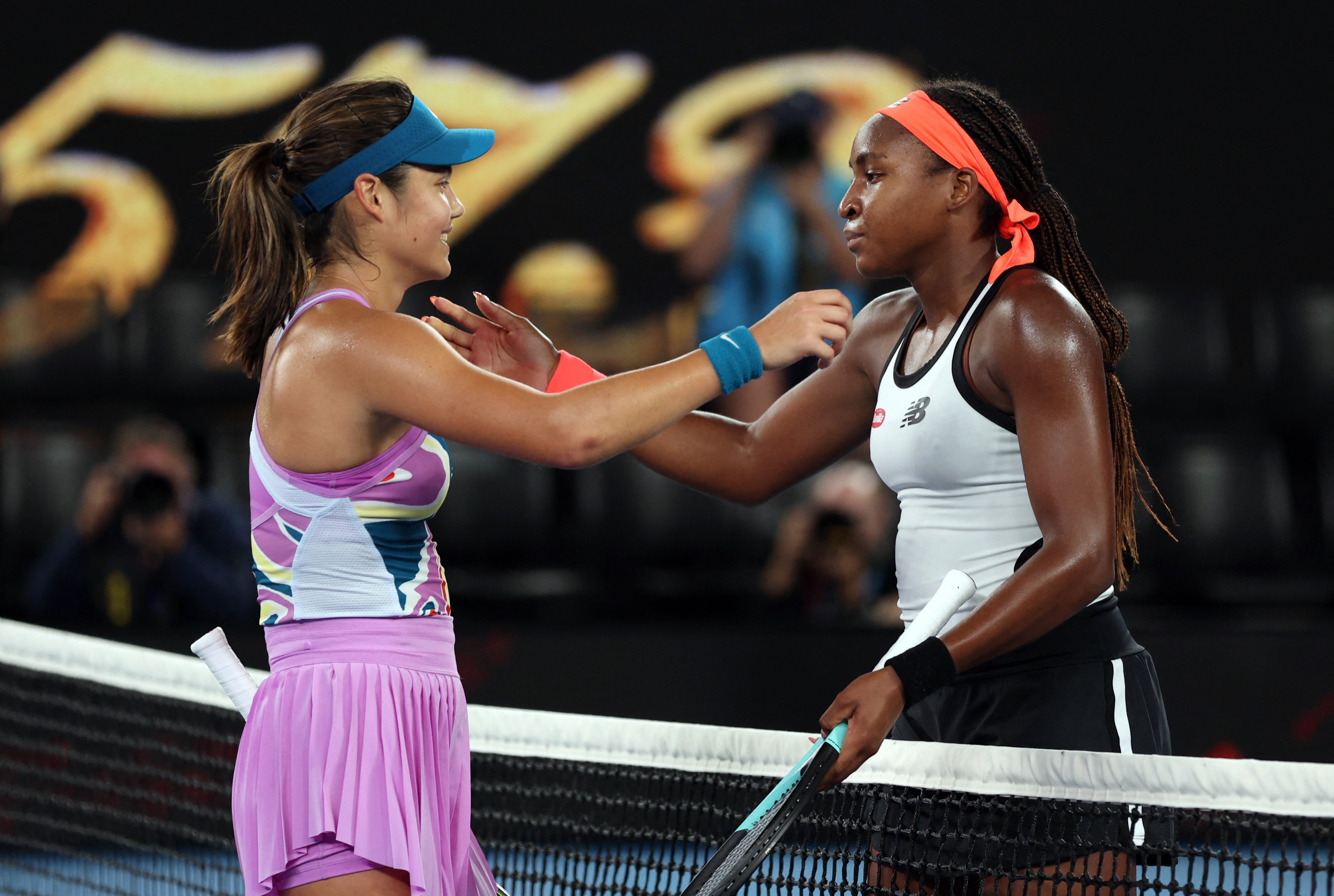 Emma Raducanu and Coco Gauff embrace