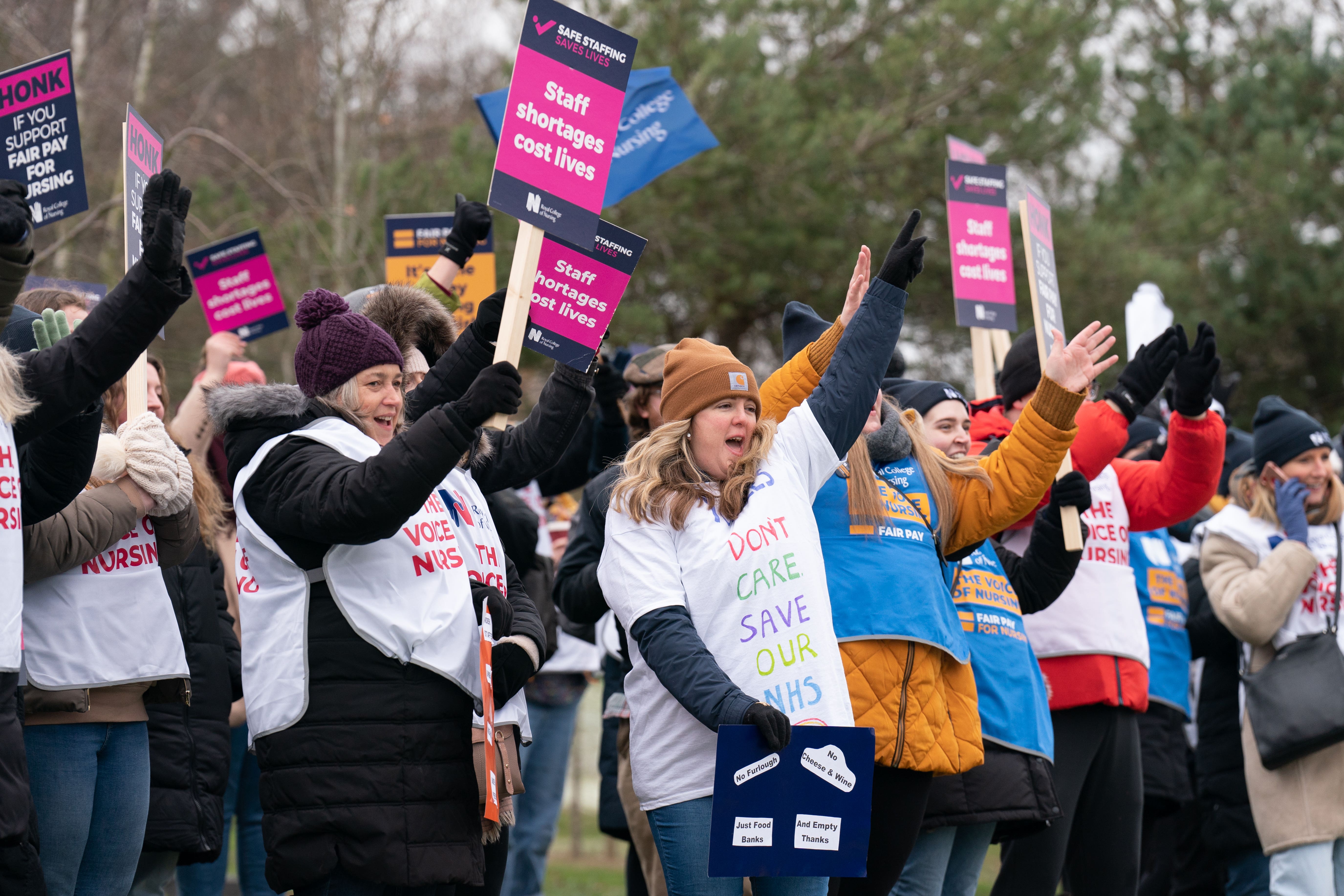 Members of the Royal College of Nursing on the picket line (Joe Giddens/PA)