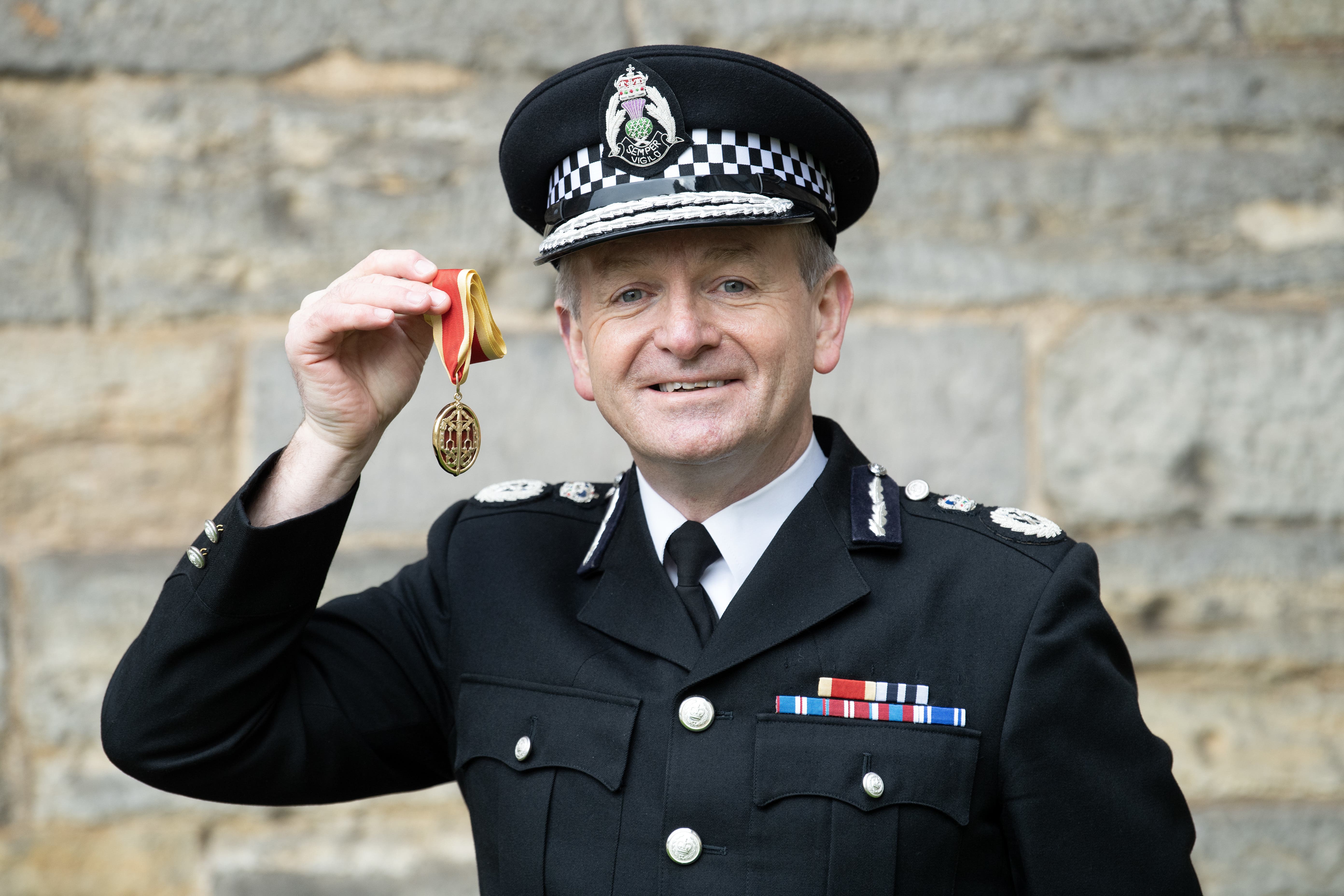 Sir Iain Livingstone after being knighted at the Palace Of Holyroodhouse, Edinburgh (Lesley Martin/PA)