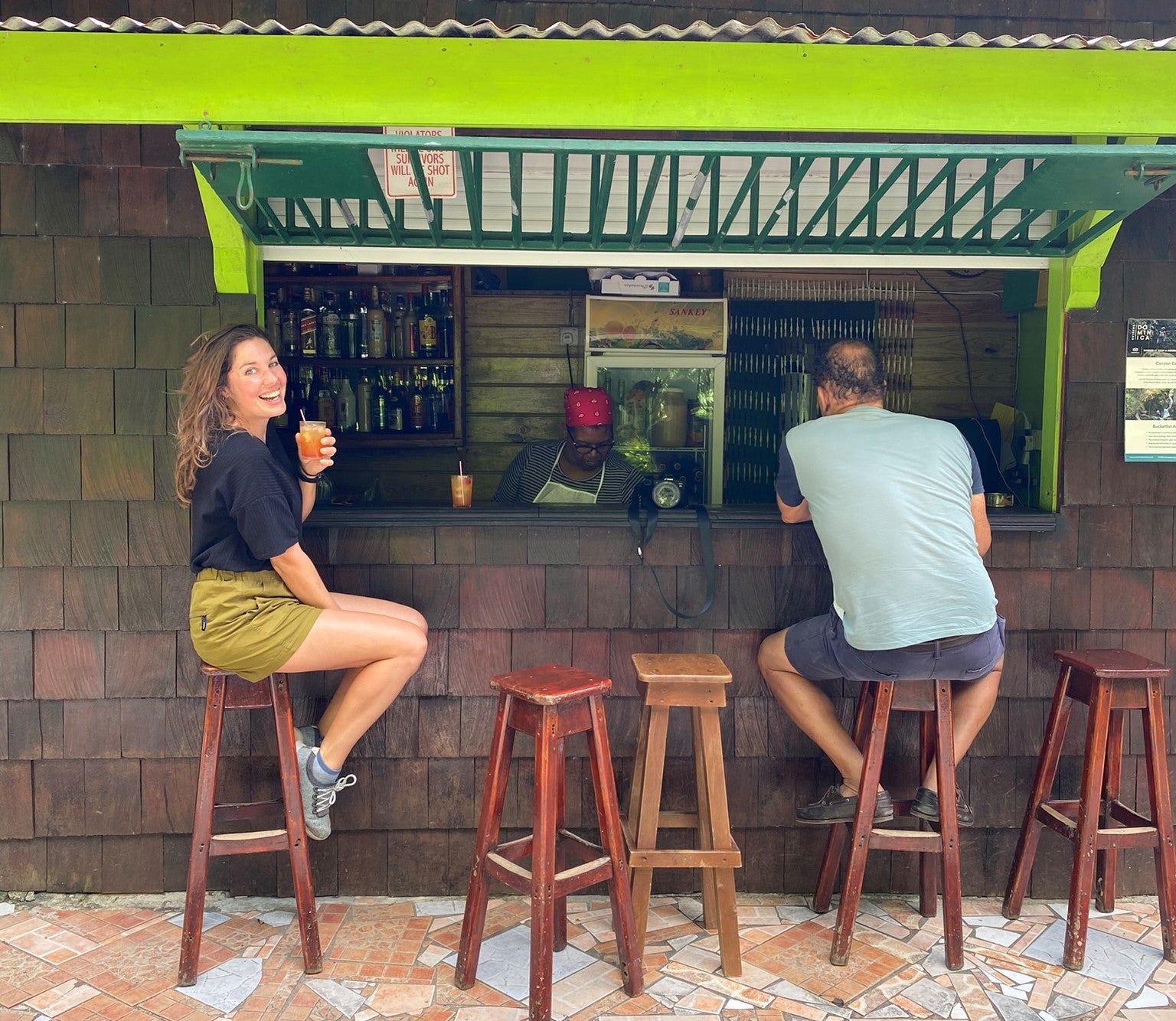 Packing a punch: Sian at a roadside rum bar