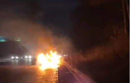 Constance Marten and Mark Gordon’s car on fire on the M61 on 5 January