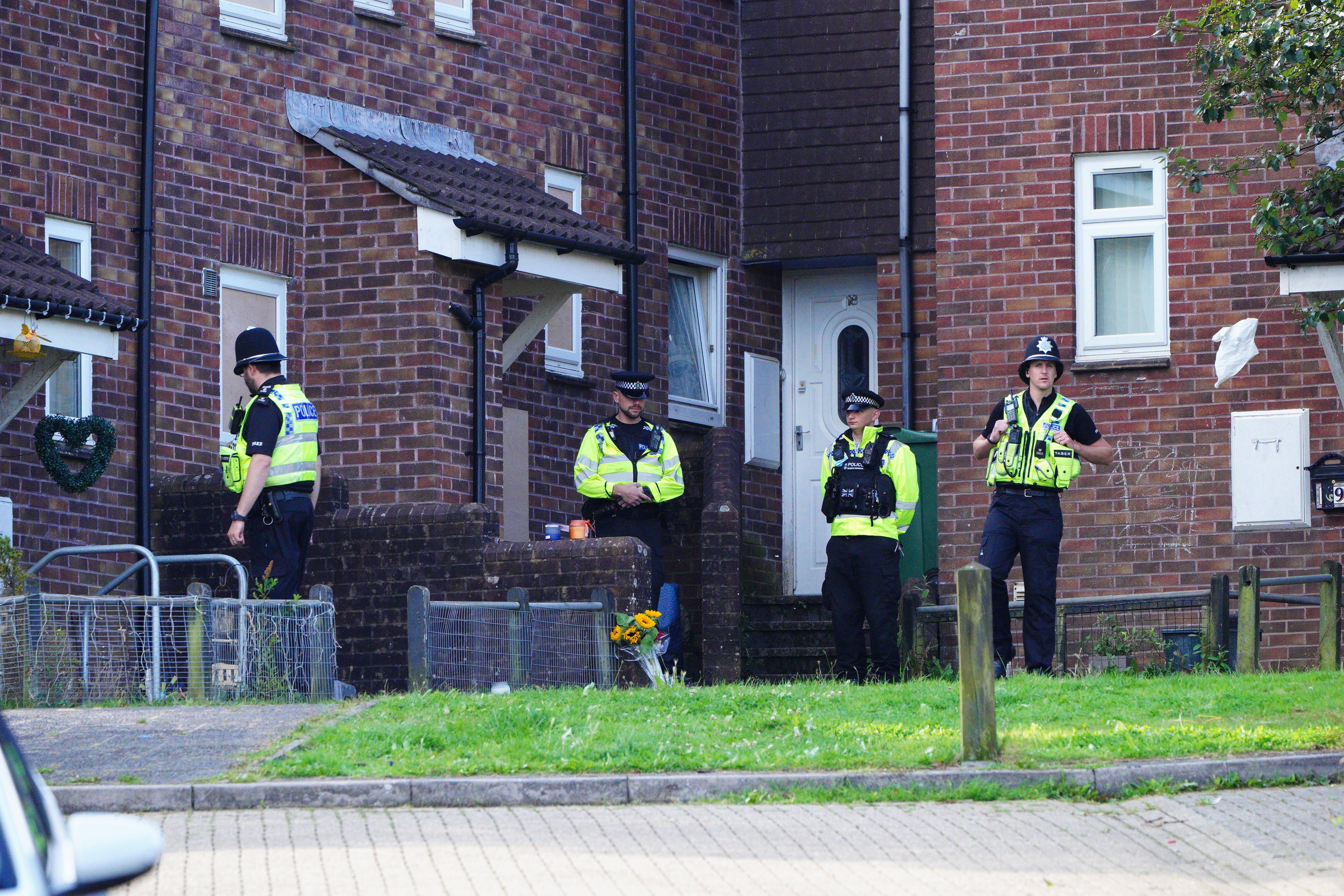 Police outside 17 Biddick Drive, Keyham (Ben Birchall/PA)