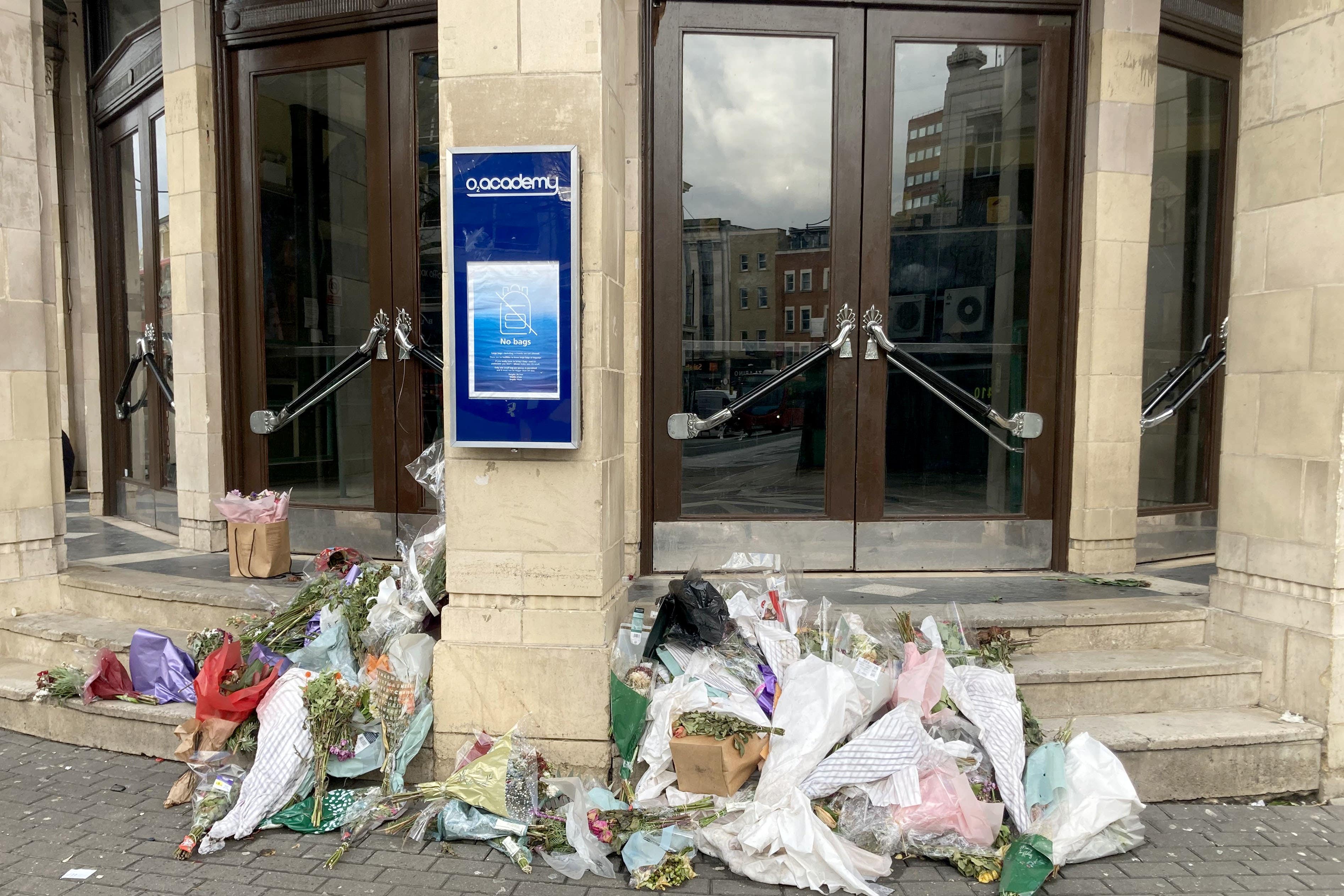 Flowers on the steps outside the O2 Academy in Brixton (PA)