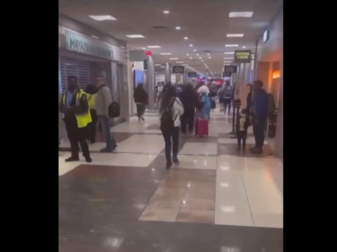 Screengrab. Police arrested a woman at Atlanta International Airport after she sprayed passengers and the staff with a fire extinguisher