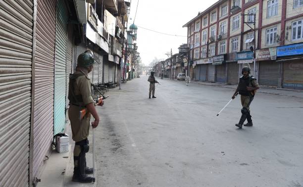 File Indian paramilitary troopers patrol during a curfew in Srinagar on July 8, 2017