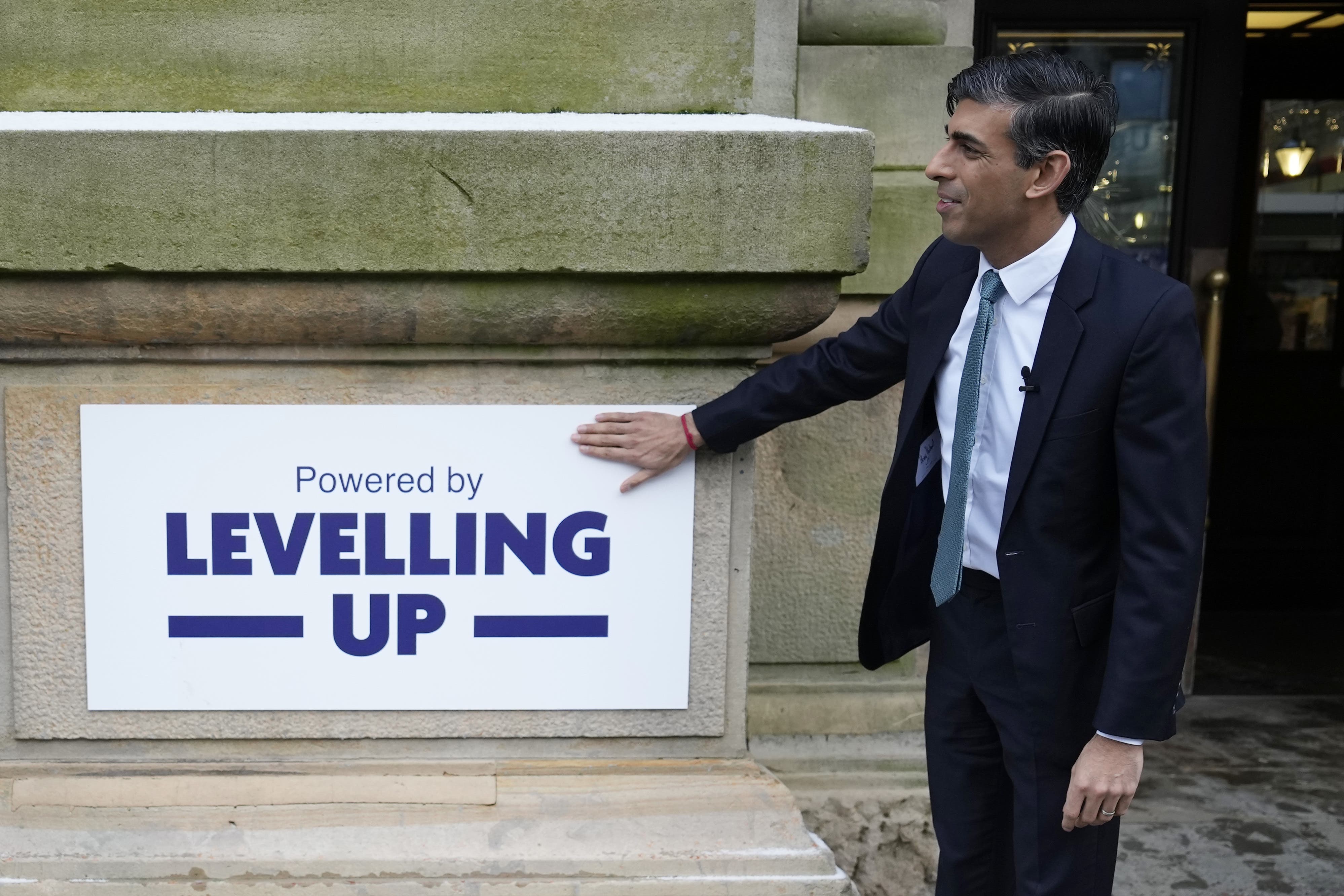 Prime Minister Rishi Sunak during a community project visit to Accrington Market Hall (Christopher Furlong/PA)