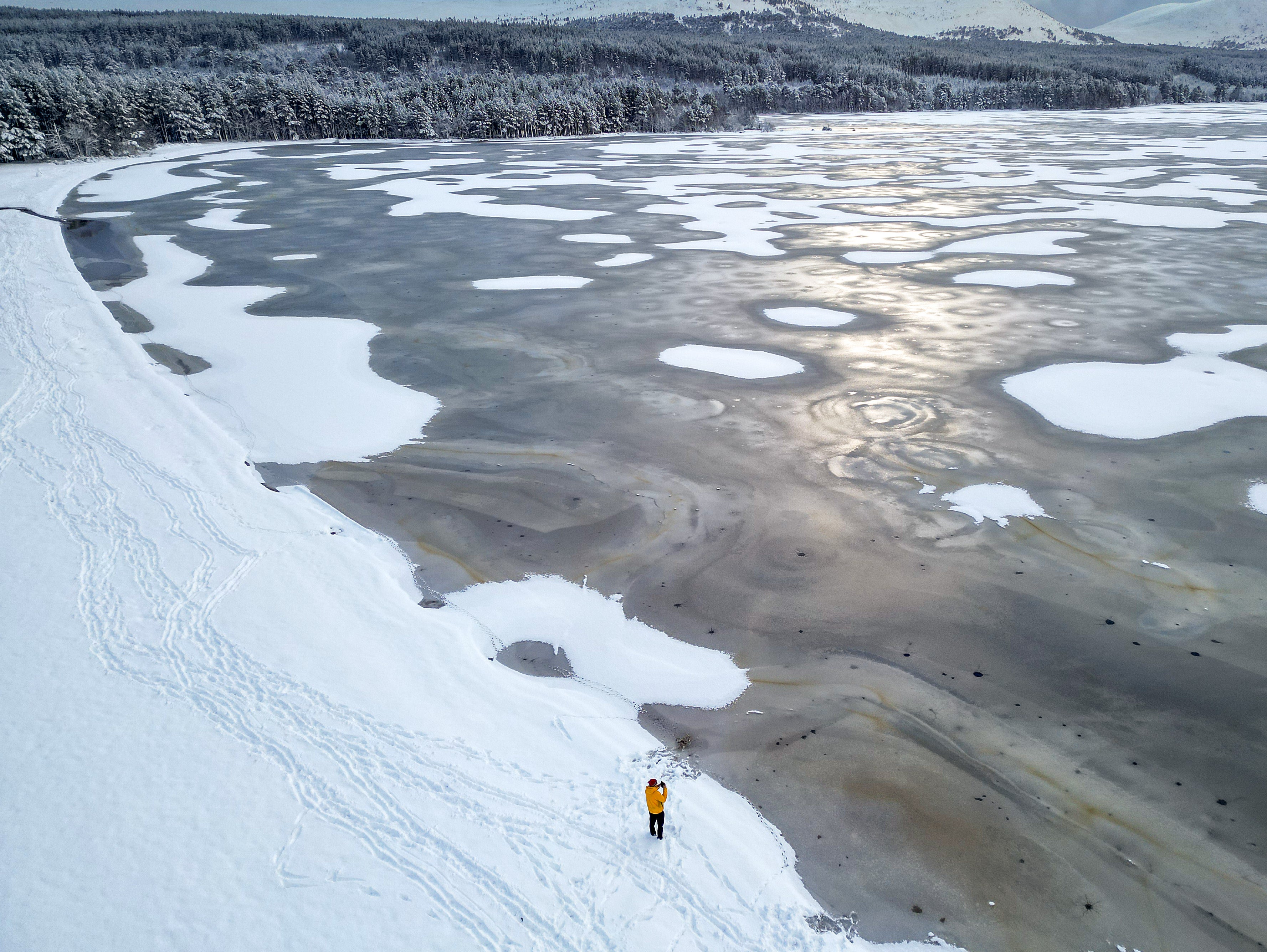 A frozen loch in Aviemore, Scotland