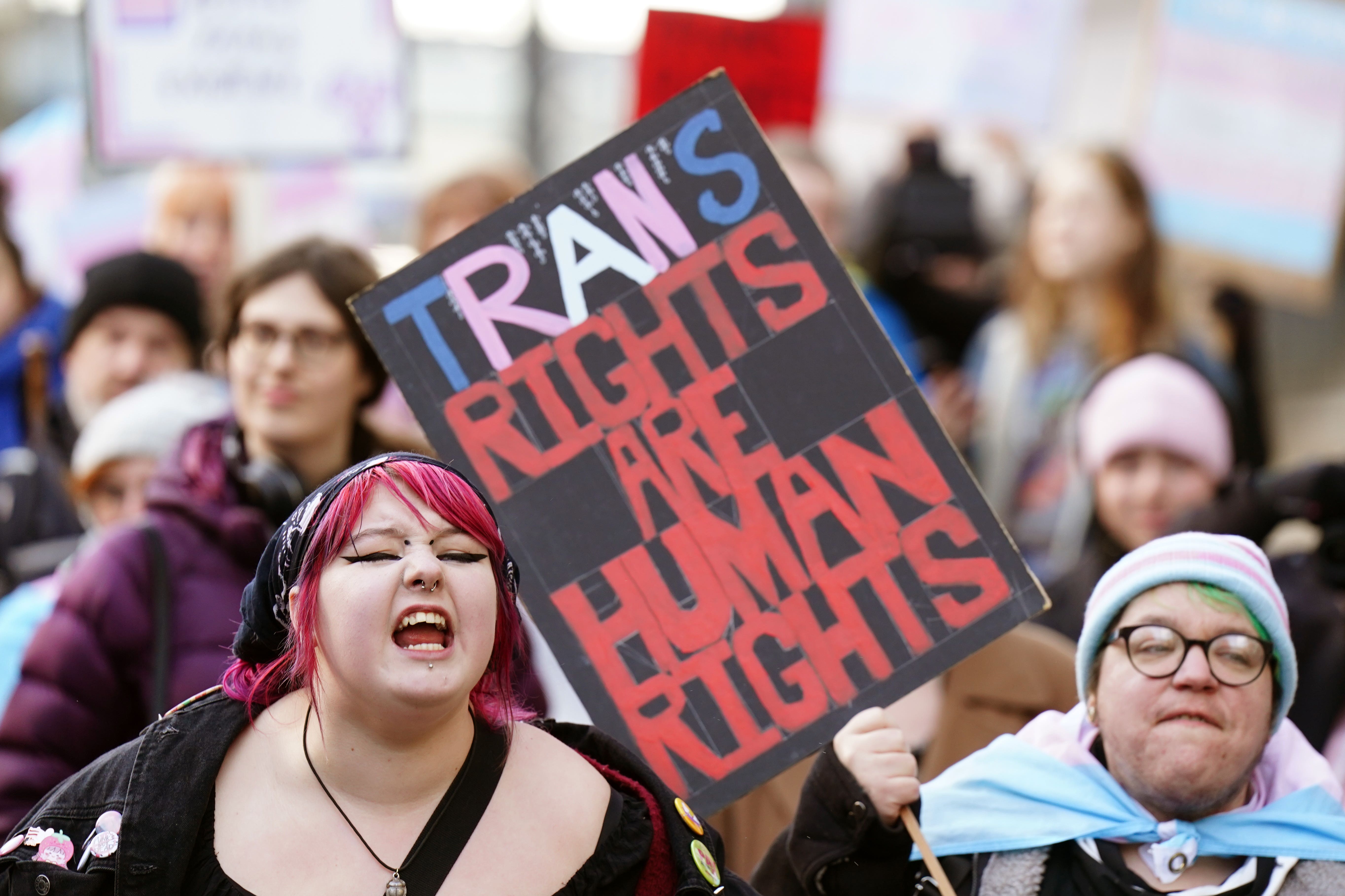 Trans rights campaigners have protested against the decision to block the legislation (Jane Barlow/PA)