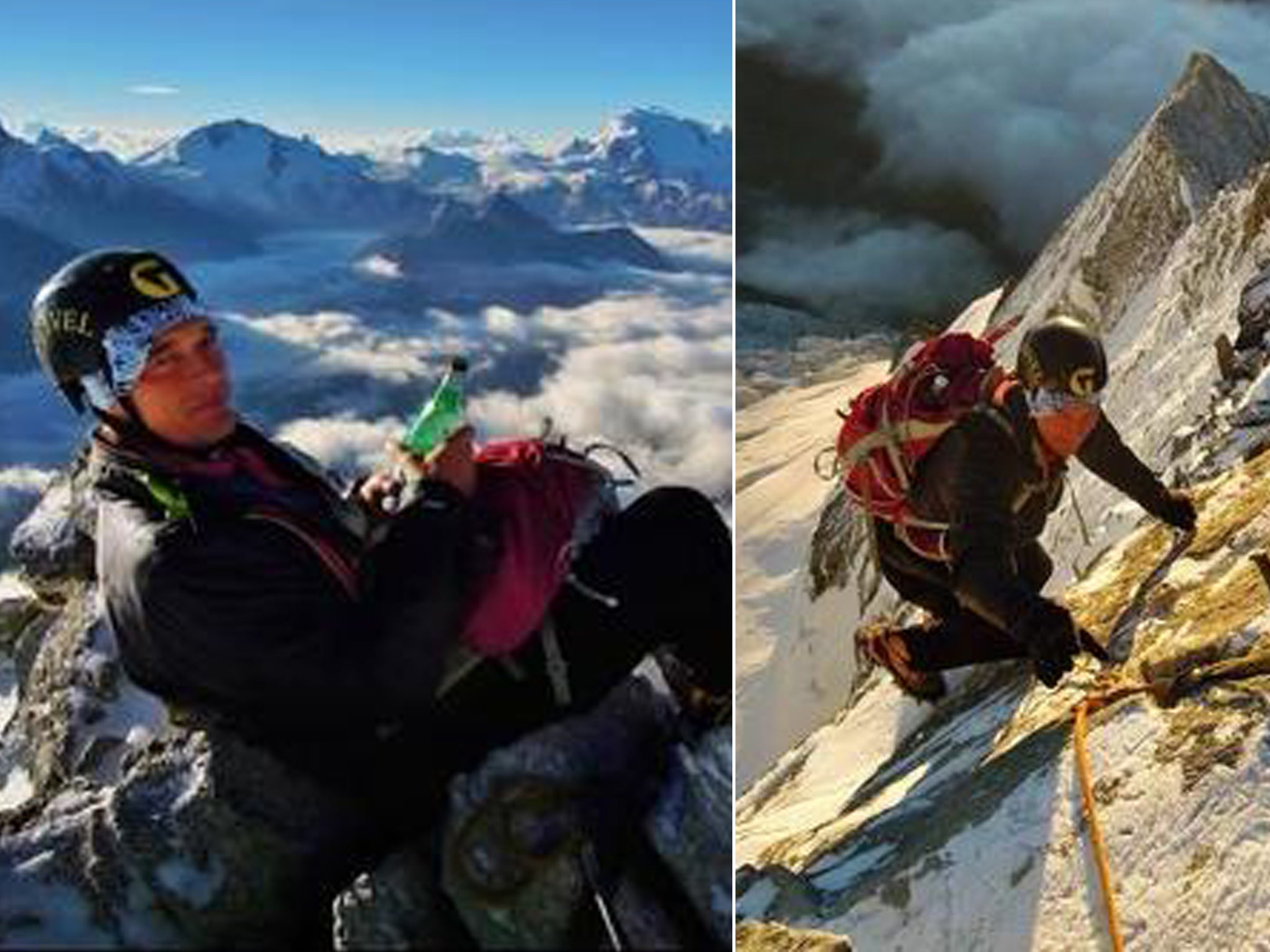 Sands pictured climbing the Weisshorn, in an image sent to his grandson