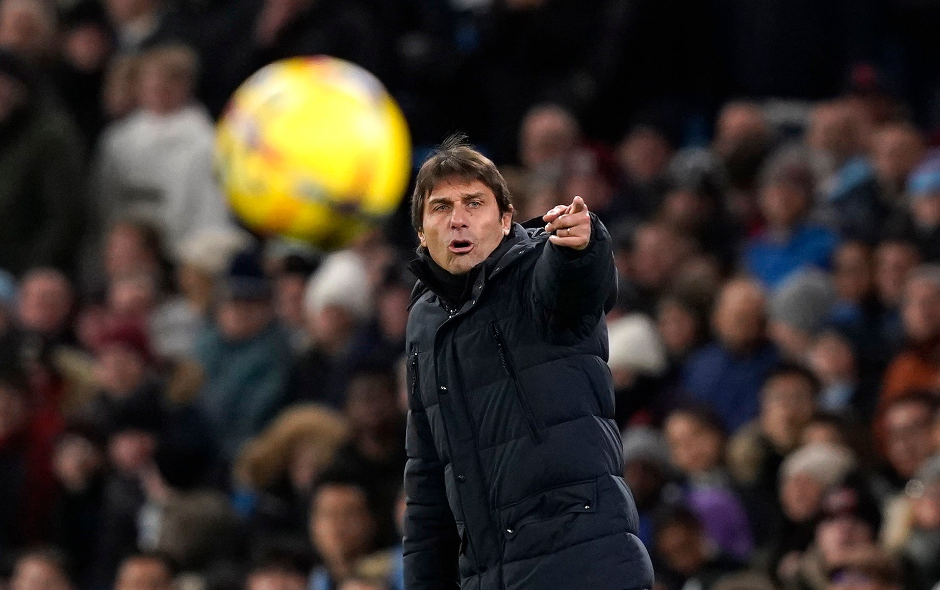 Antonio Conte looks on at the Etihad Stadium