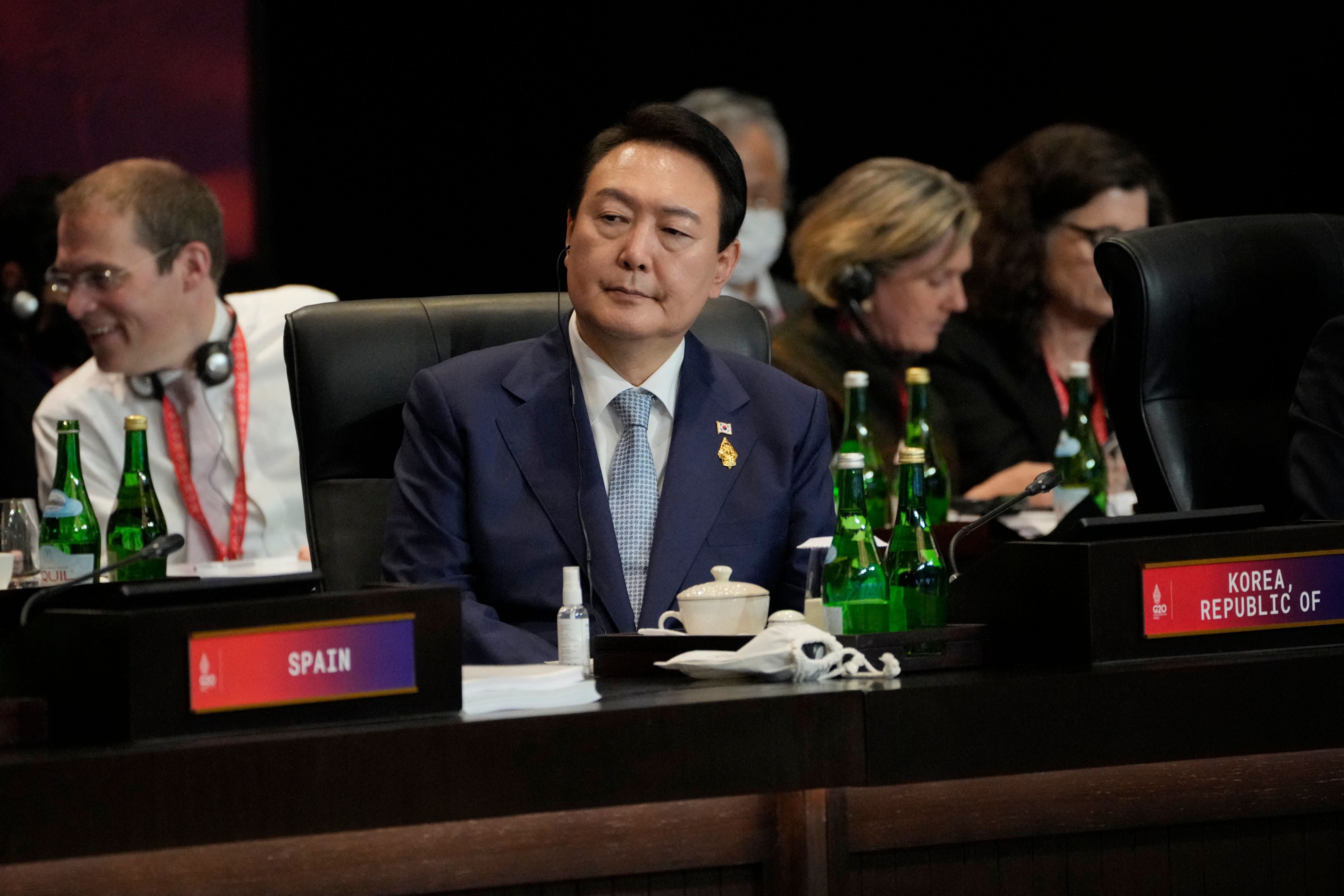 South Korea’s president Yoon Suk-yeol attends the G20 Summit in Nusa Dua on the Indonesian resort island of Bali