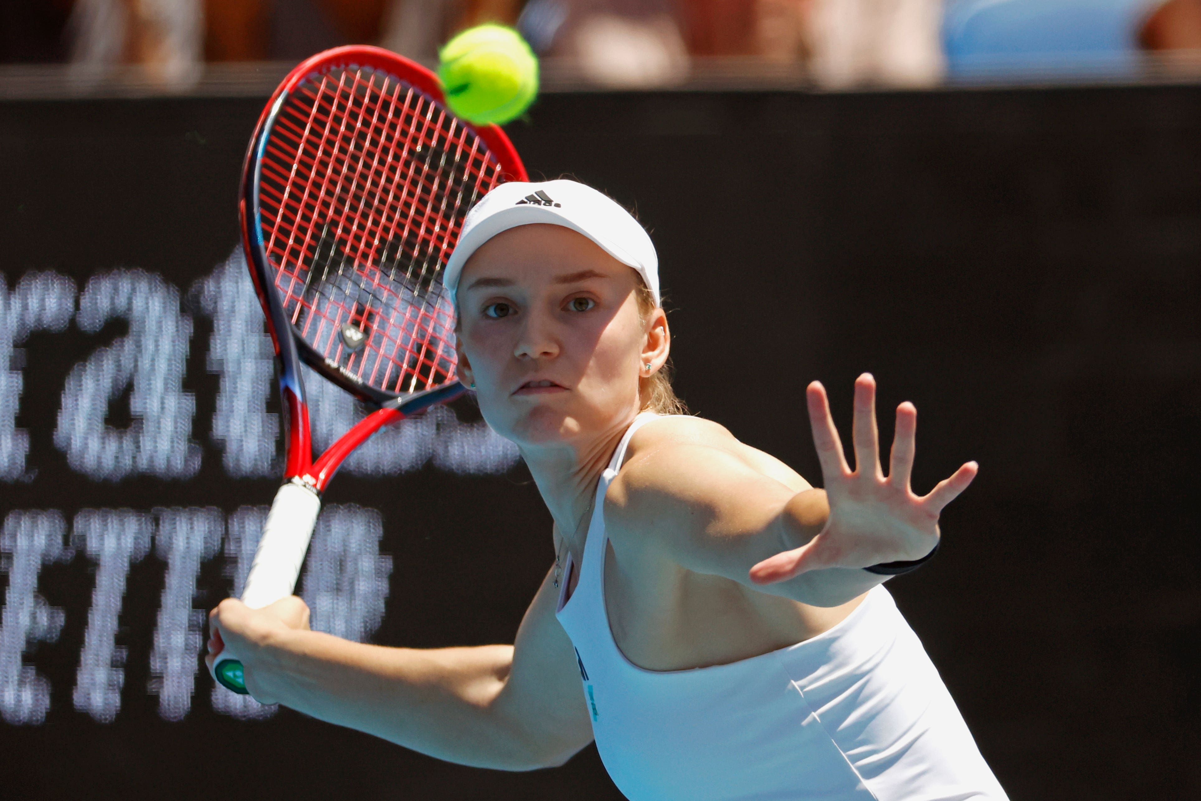 Elena Rybakina plays a forehand during her win over Danielle Collins (Asanka Brendon Ratnayake/AP)