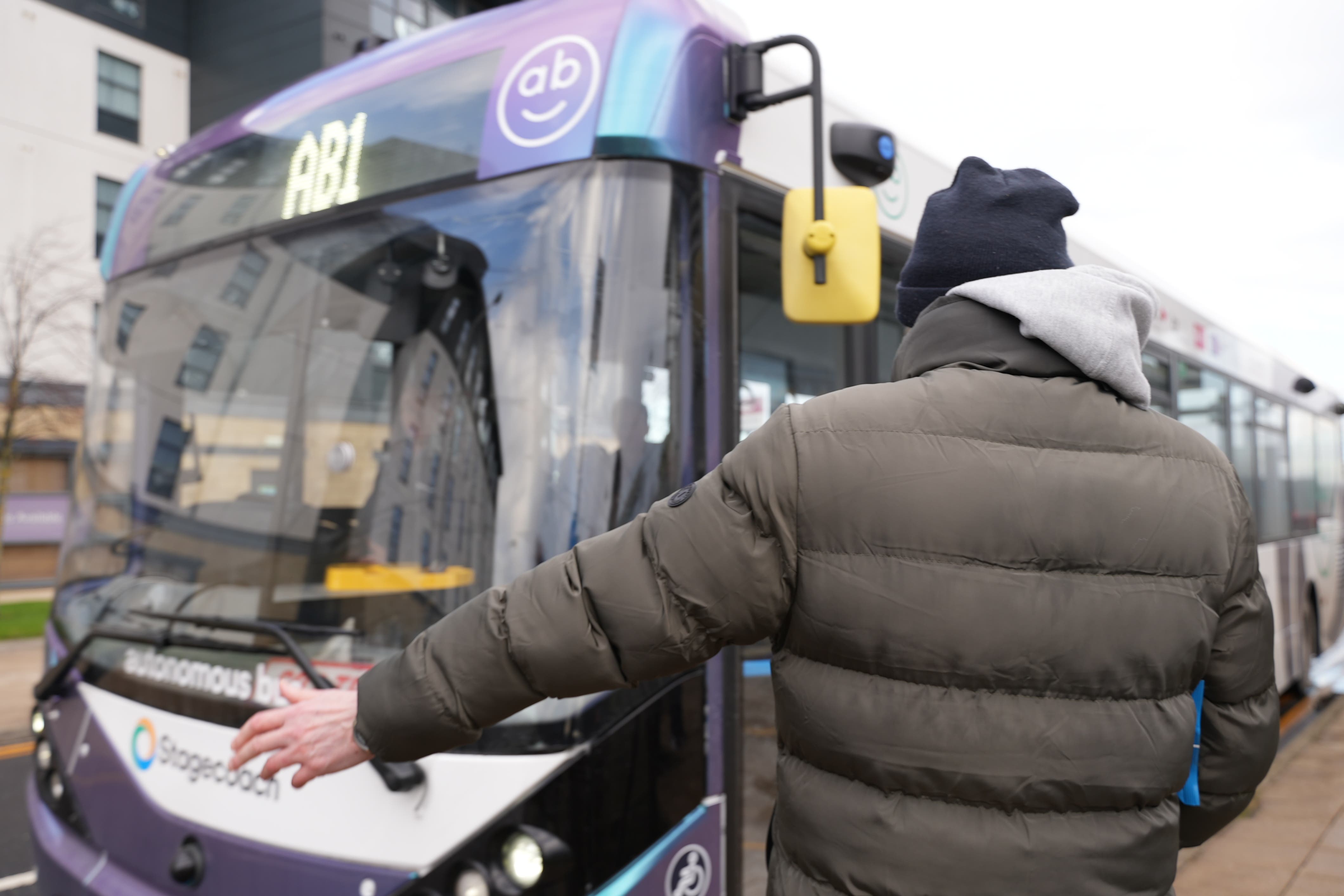 Passengers have travelled on a full-size self-driving bus for the first time in the UK (Stagecoach/PA)