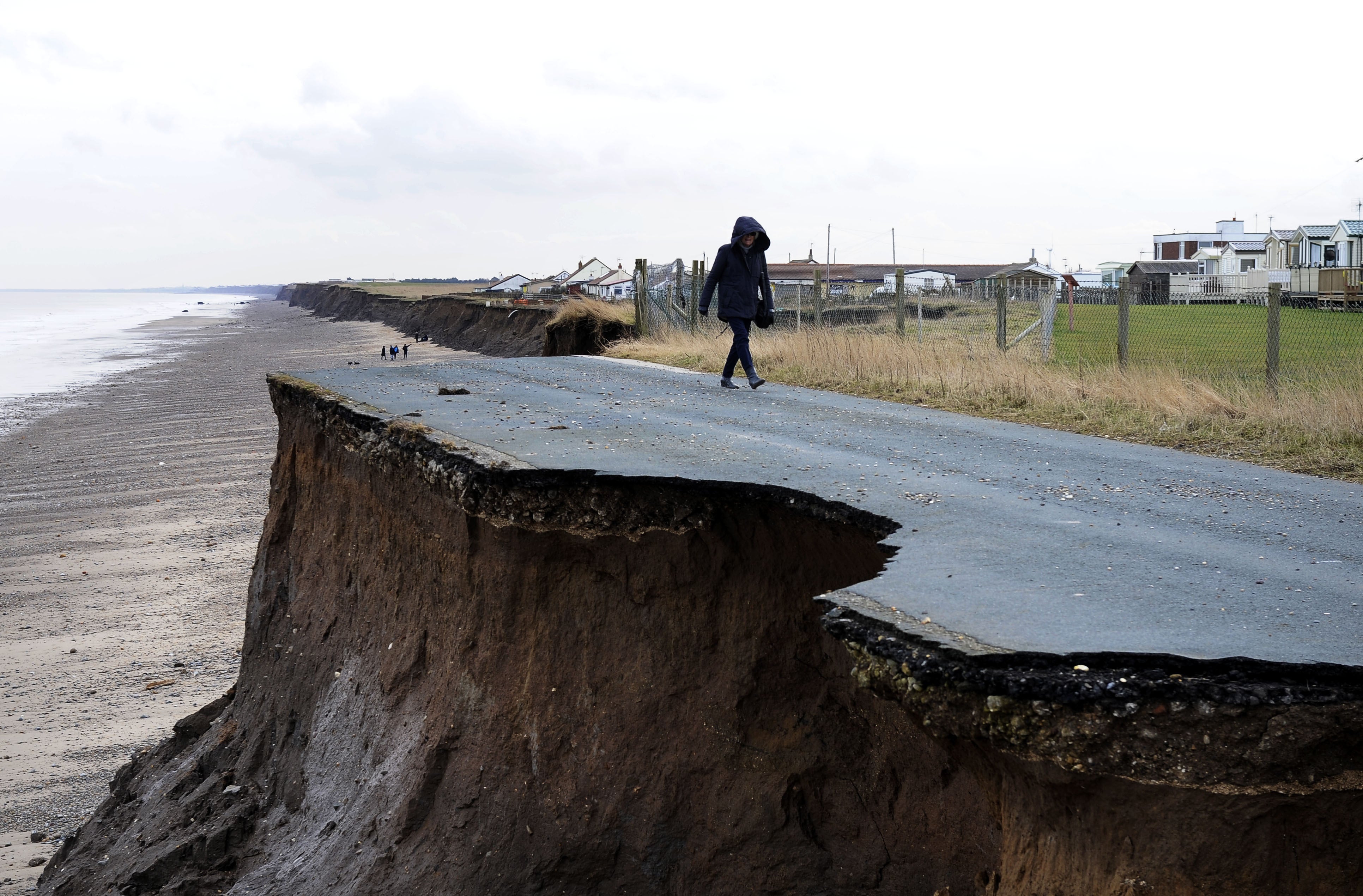 Dead end: only a small section of the coastal road south of Bridlington remains