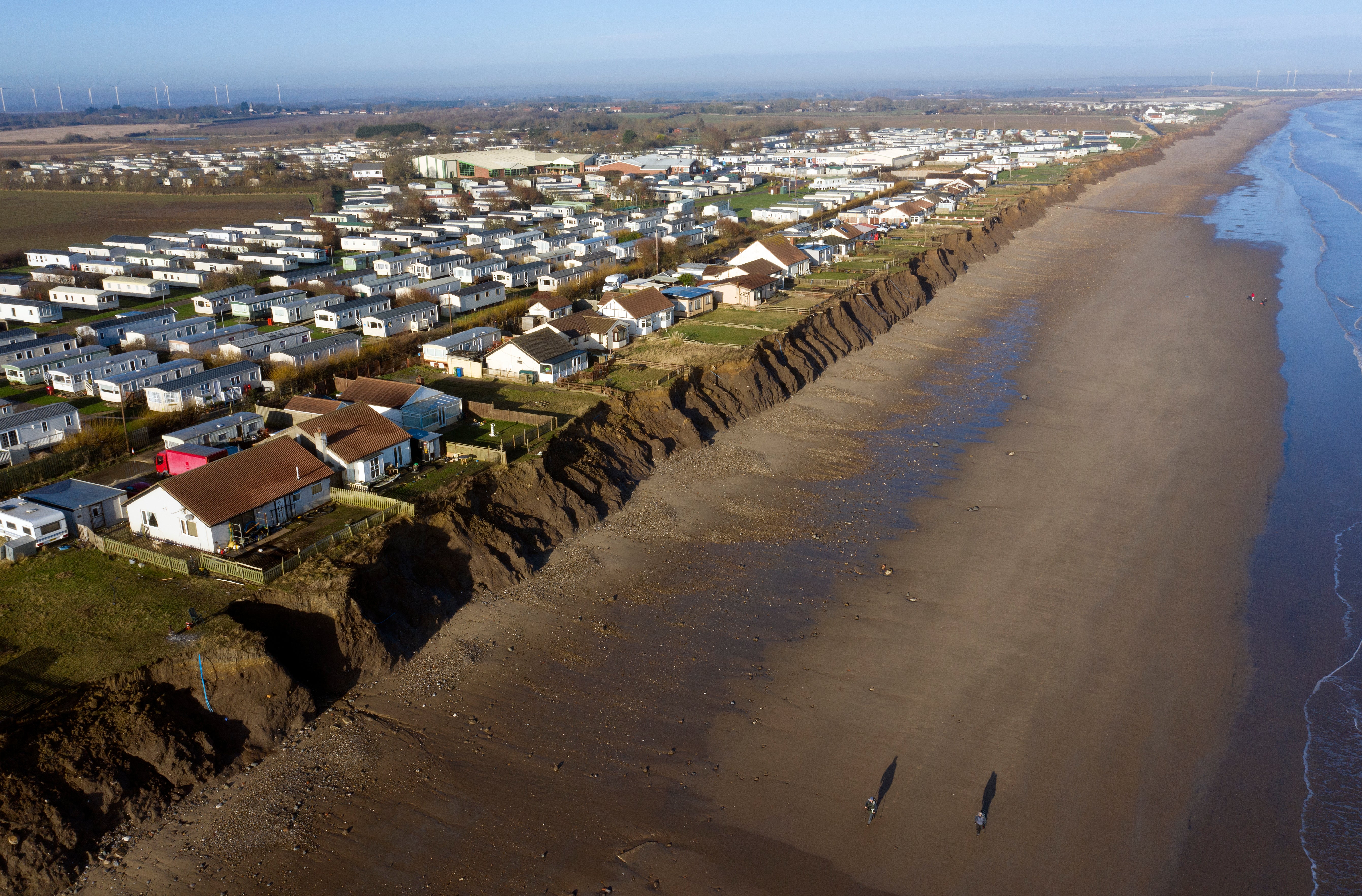 An aerial view of Green Lane shows the number of properties at risk