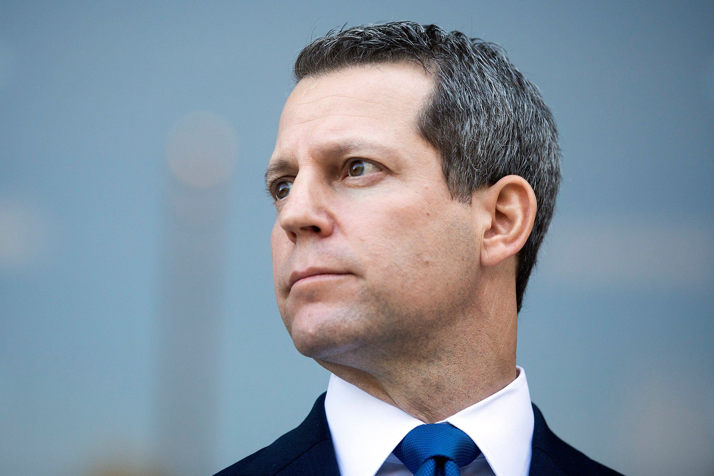 Andrew Warren speakers to reporters outside federal court in September 2022