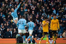 Erling Haaland hits another hat-trick as Man City swat aside Wolves