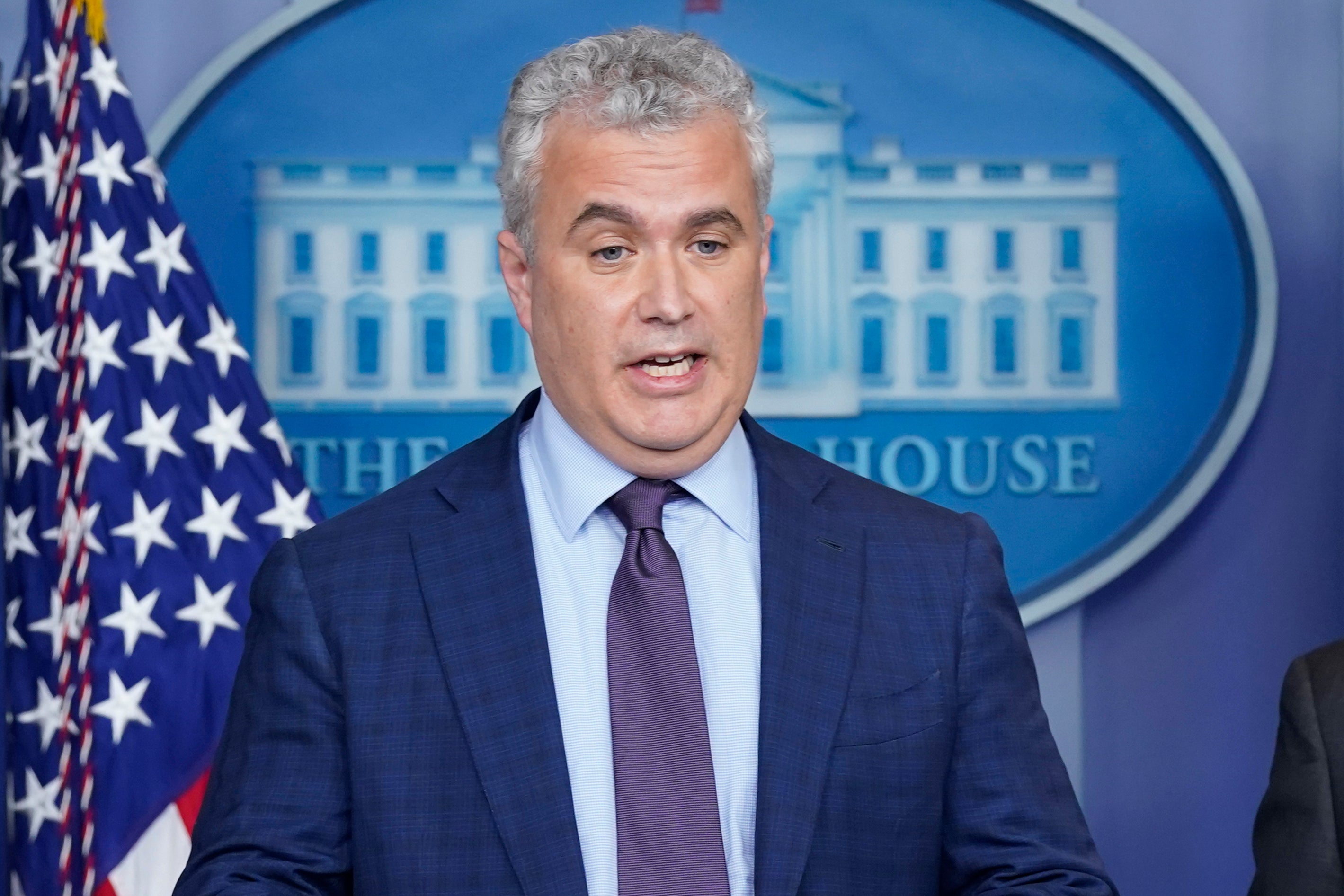 White House COVID-19 Response Coordinator Jeff Zients speaks during a press briefing at the White House, April 13, 2021, in Washington.