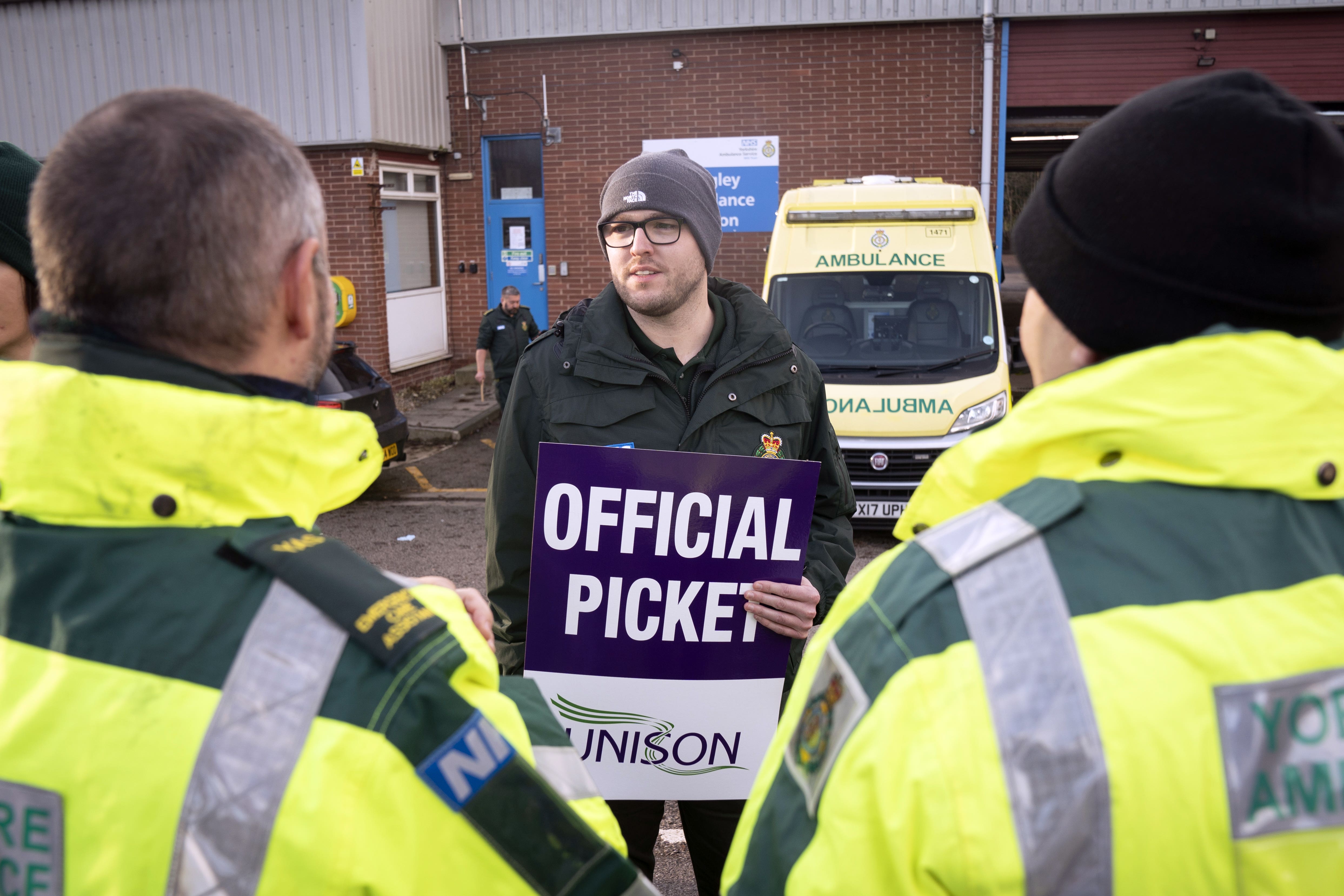 Ambulance workers are going on strike from 7am on Monday (PA)