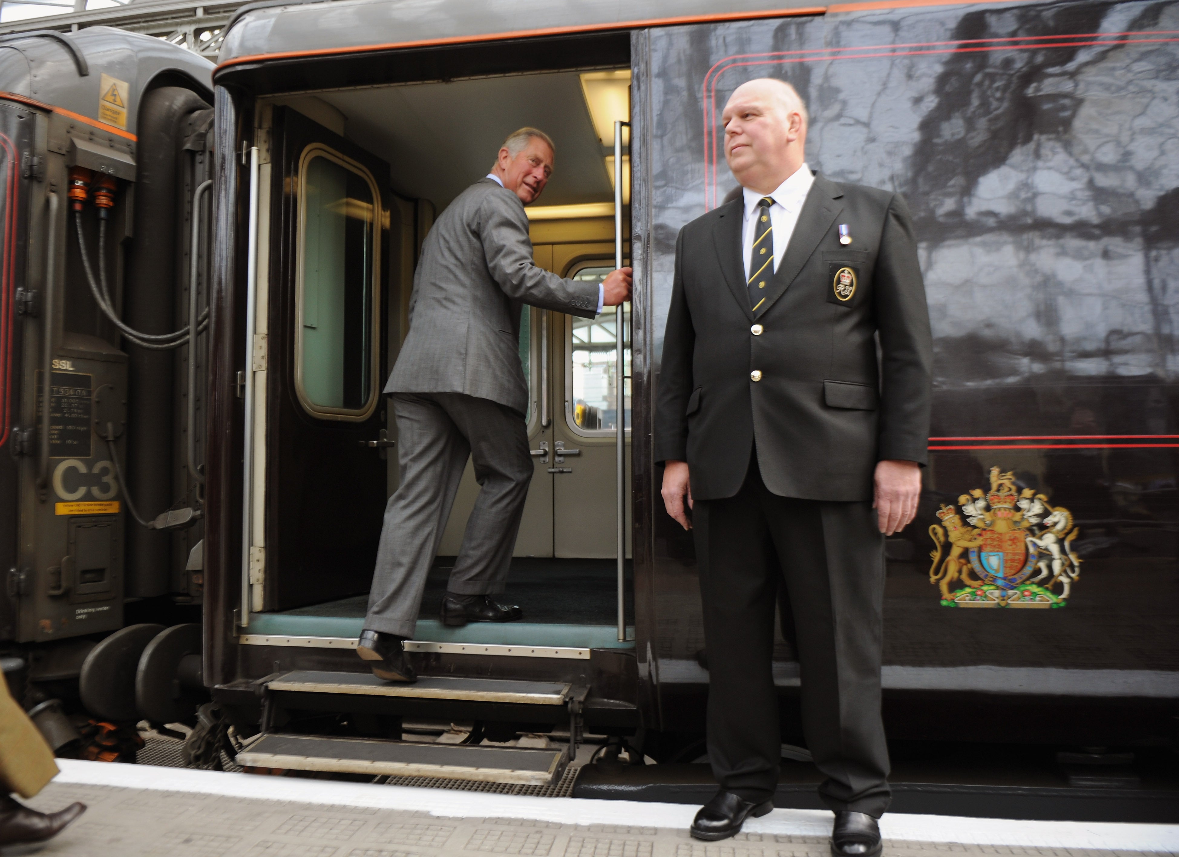 King Charles boards the train