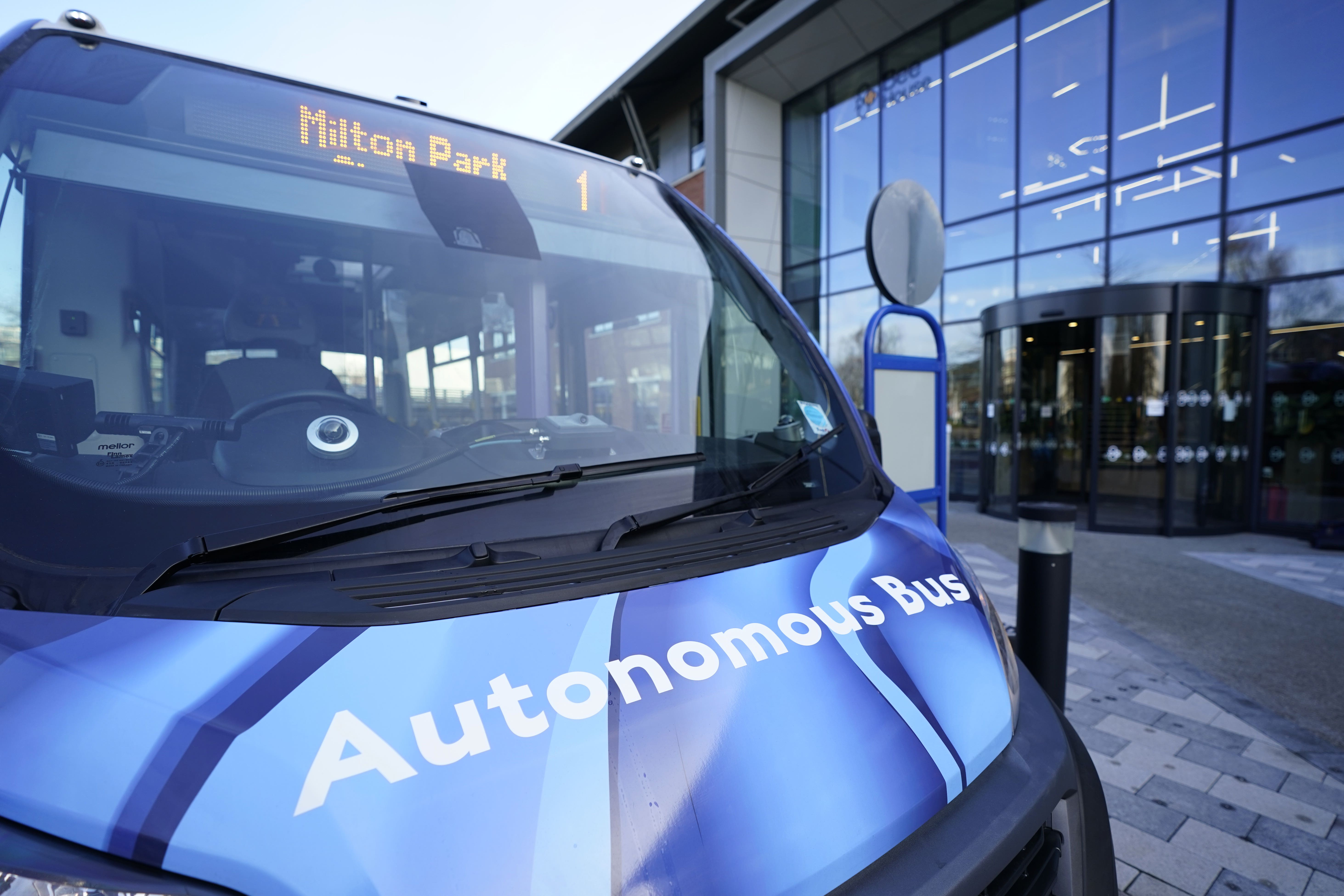 The UK’s first self-driving electric bus service has been unveiled as part of a project to explore ‘the art of the possible’ (Andrew Matthews/PA)