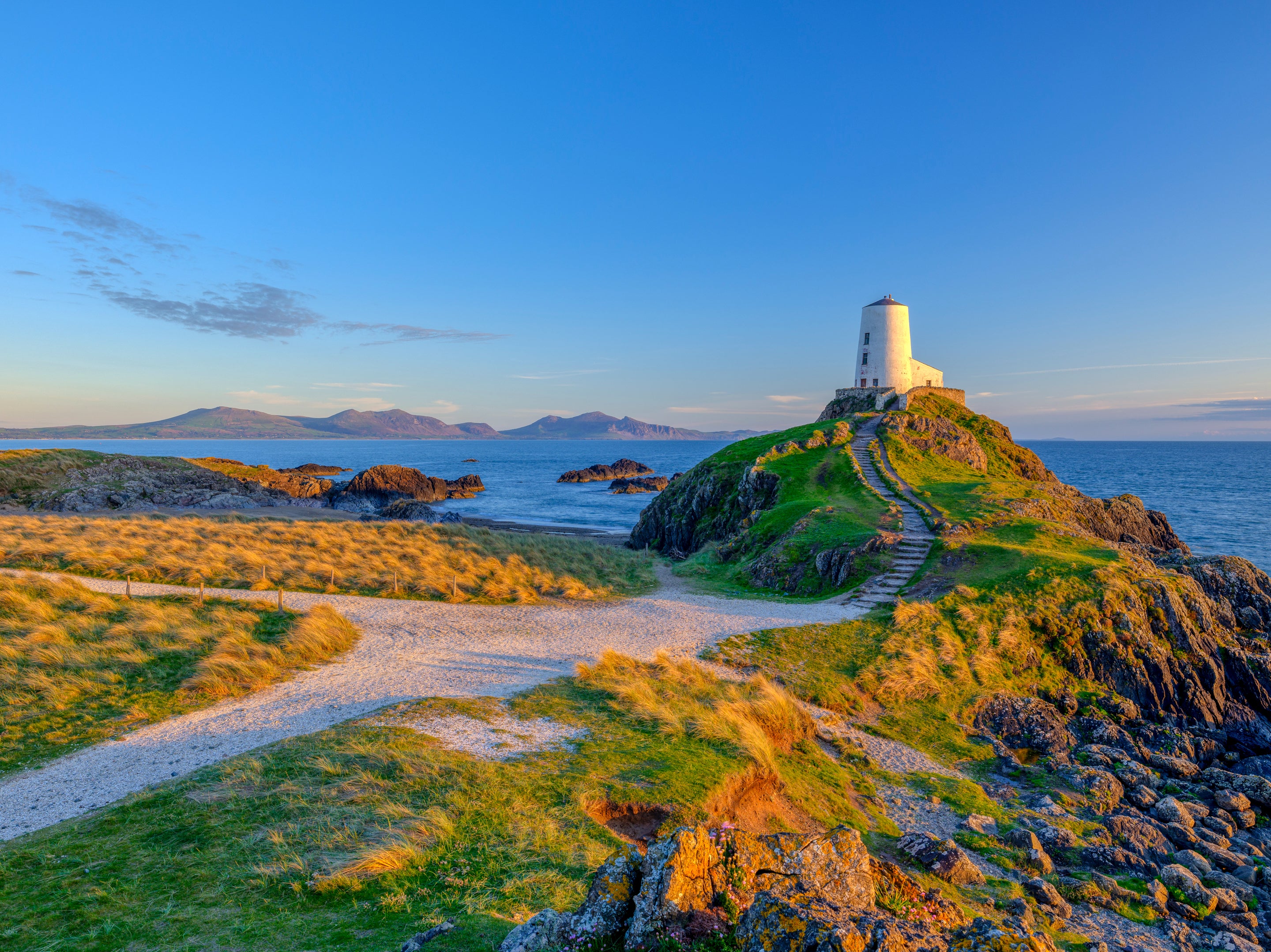 Twr Mar lighthouse on Llanddwyn Island off Anglesey