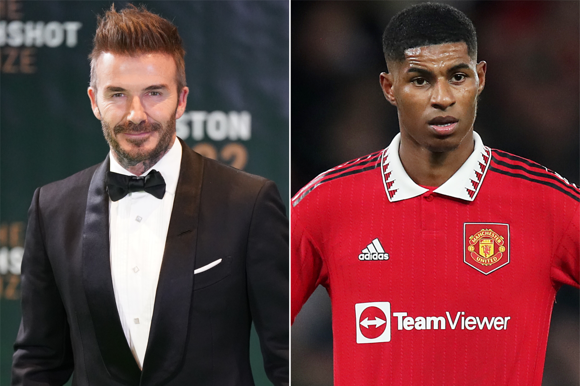 David Beckham and Marcus Rashford (Kirsty O’Connor/Isaac Parkin/PA)