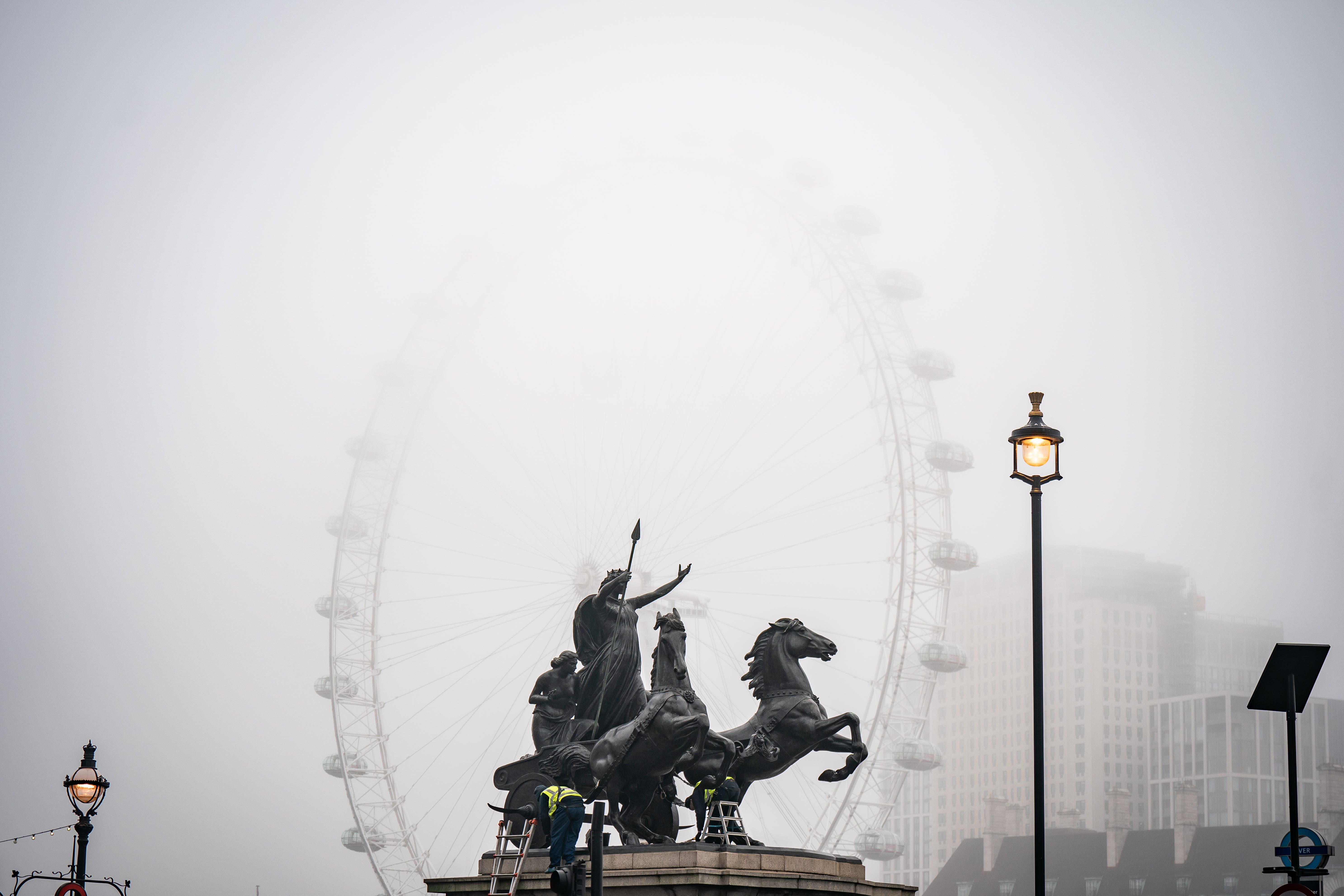 Many parts of southern England experienced poor visibility due to freezing fog