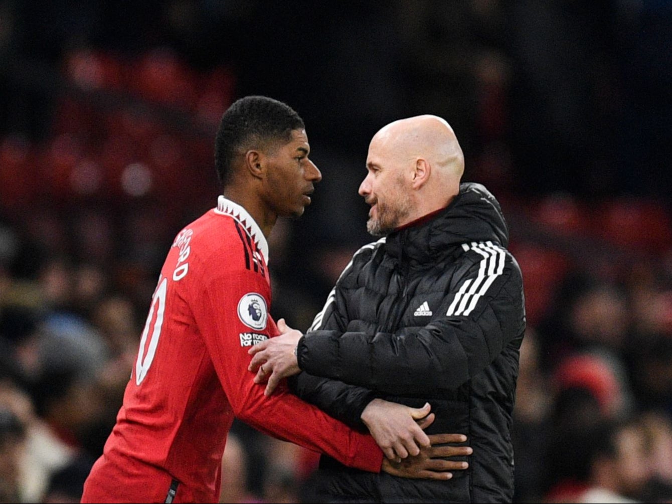 Macus Rashford and his Manchester United manager Erik ten Hag