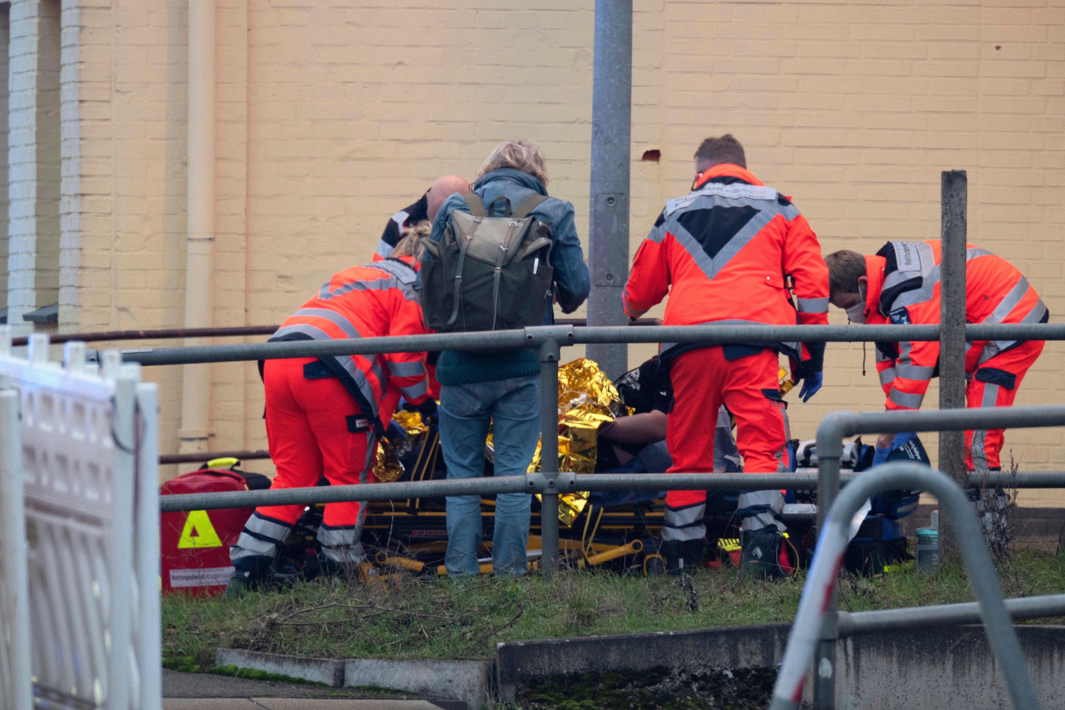 Emergency services at Brokstedt station after the attack