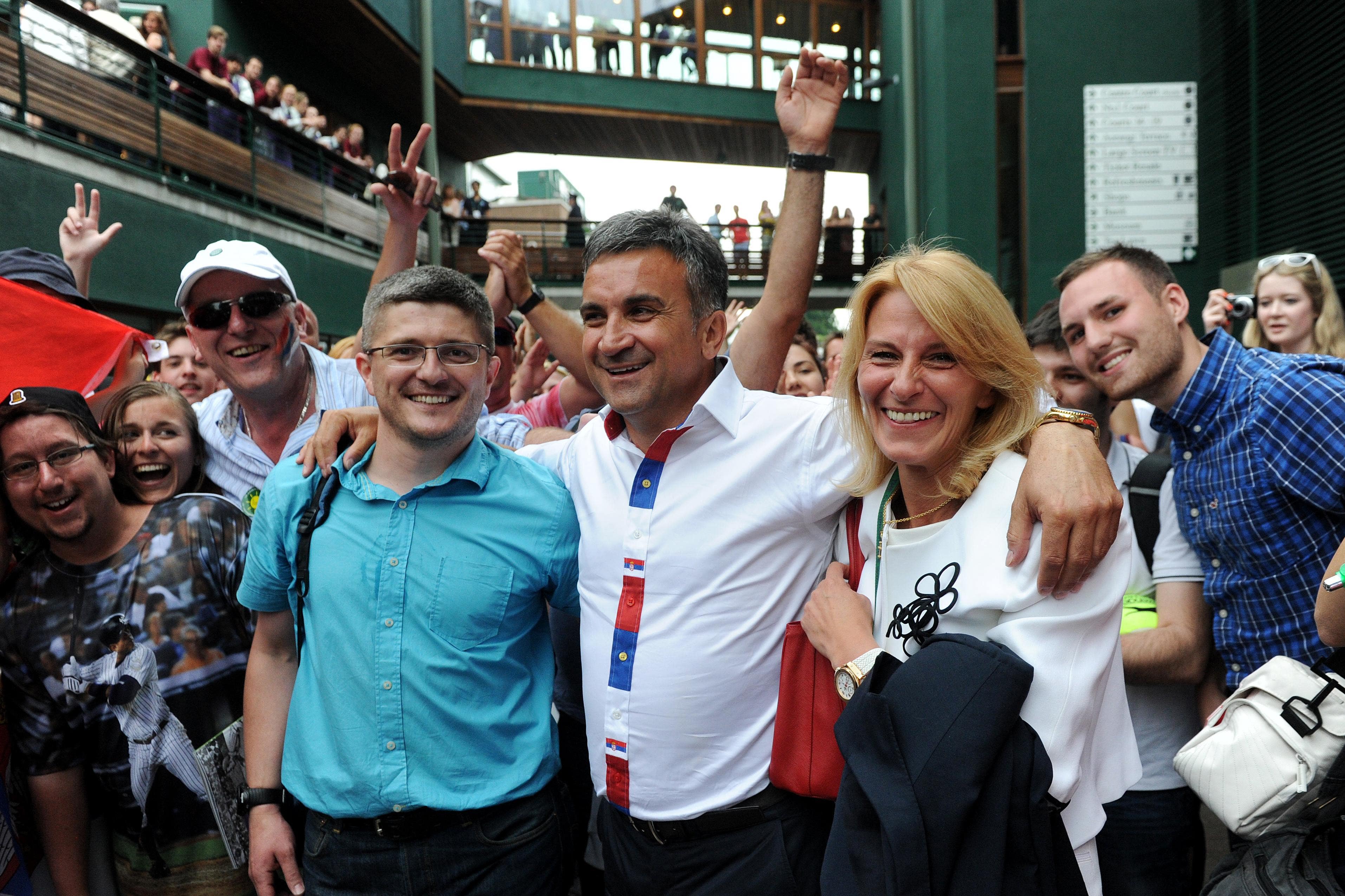 Novak Djokovic’s father Srdjan, centre, appeared at a pro-Russian demonstration (Anthony Devlin/PA)