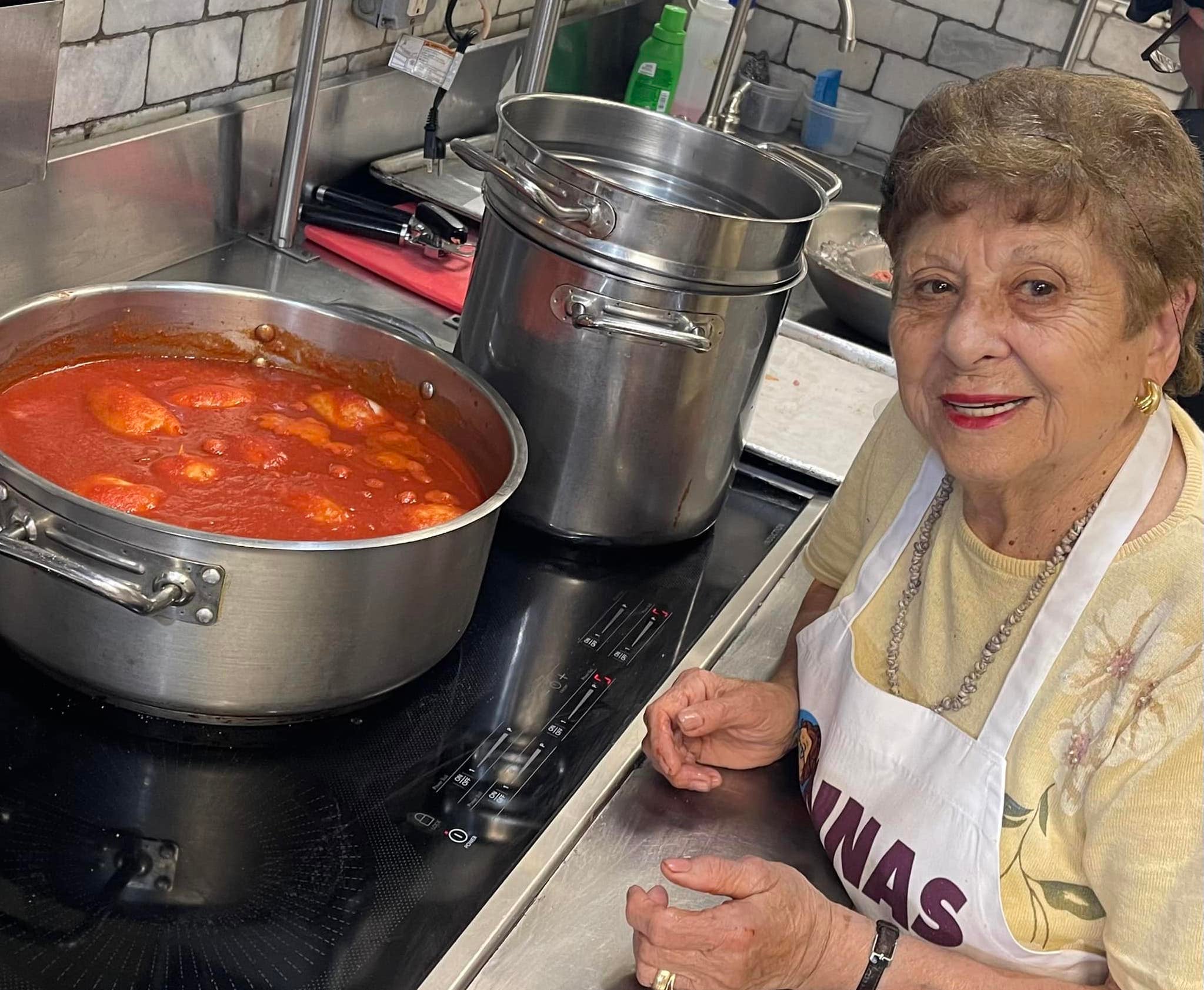 Maria Gialanella, 88, prepares a fresh Italian sauce