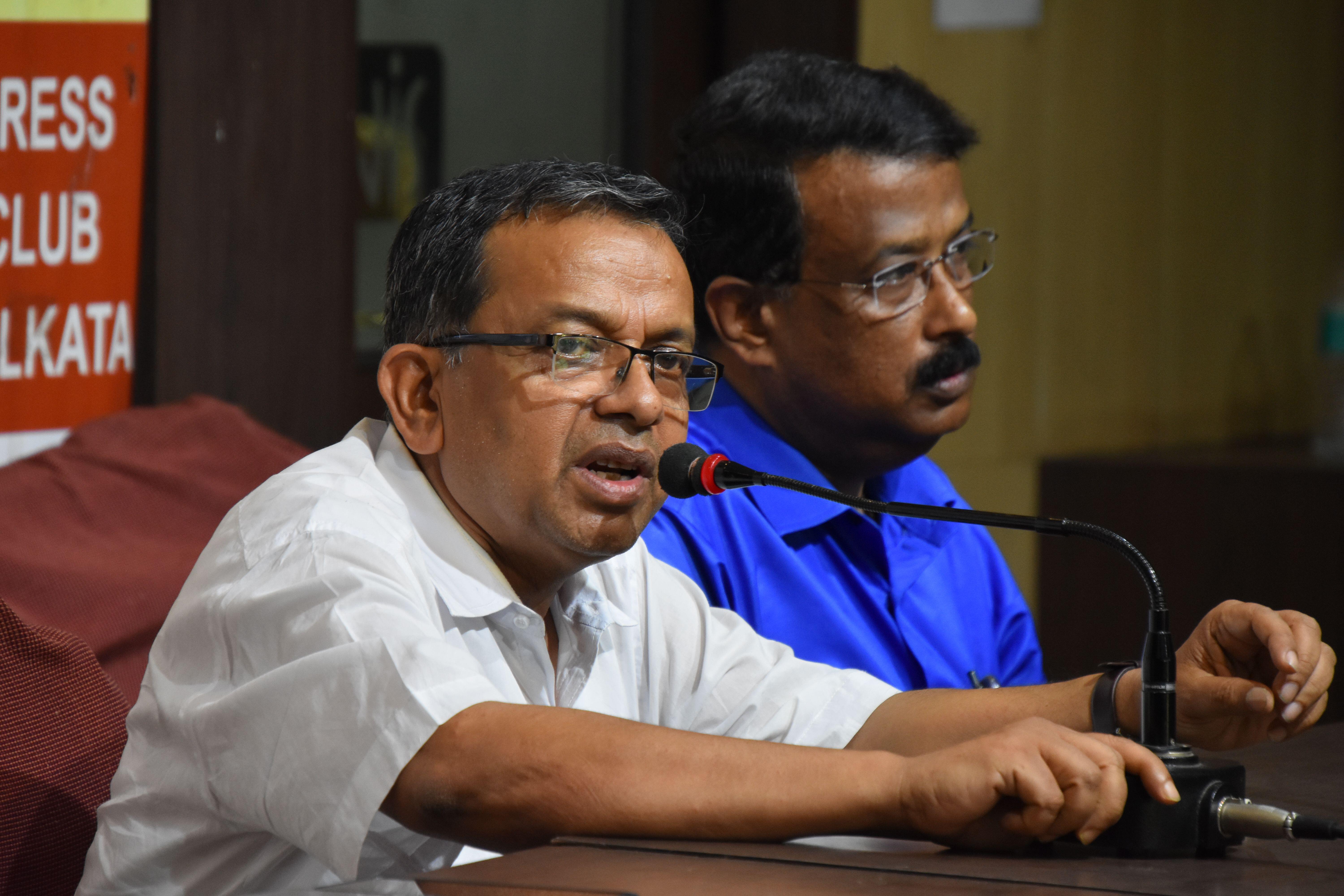 Mahapatra speaking during a panel discussion on the manifestos of political parties in 2021