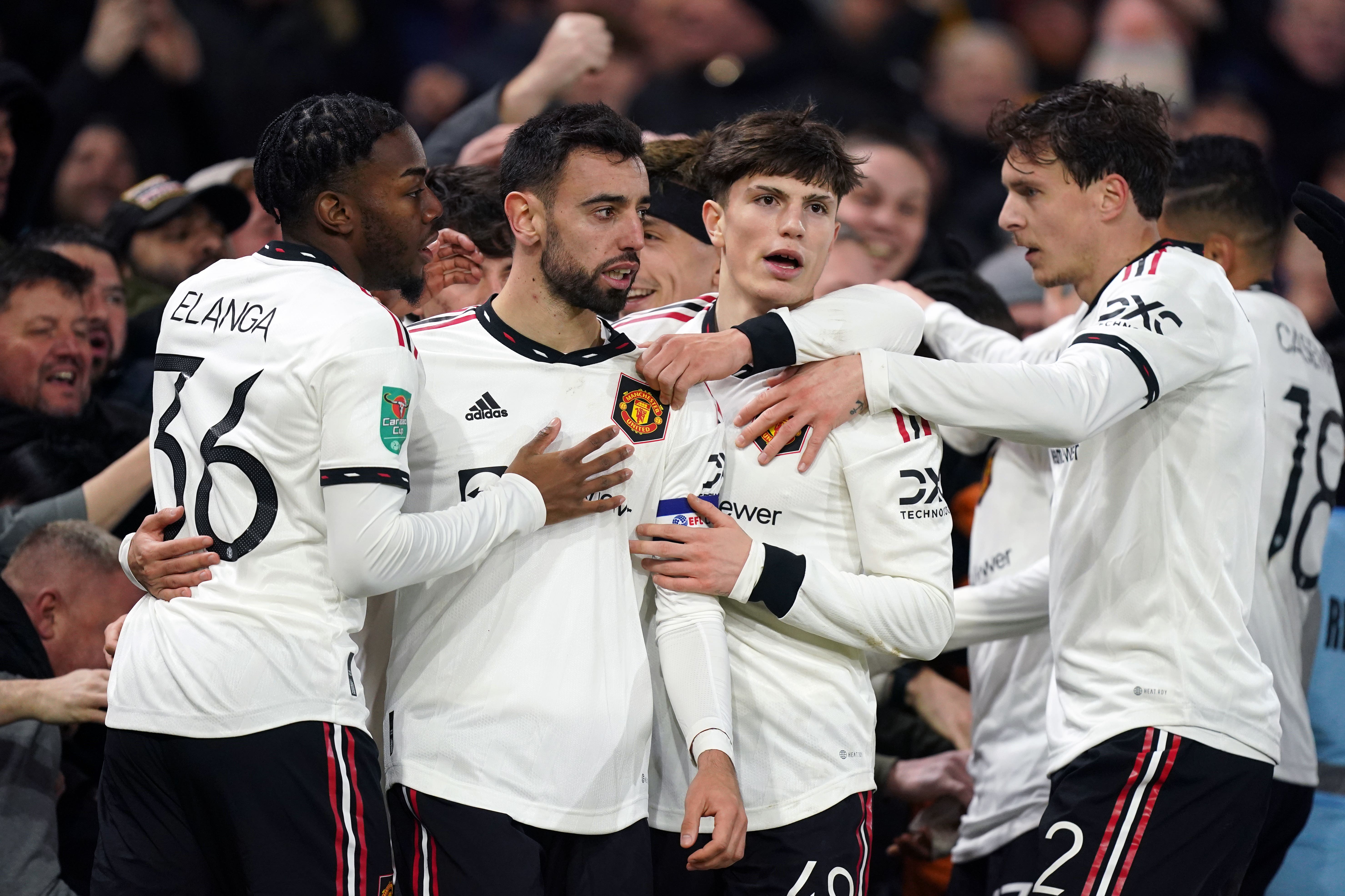 Manchester United celebrate against Nottingham Forest (Mike Egerton/PA)