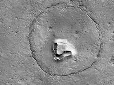 Nasa finds strange ‘bear face’ rock formation on Mars