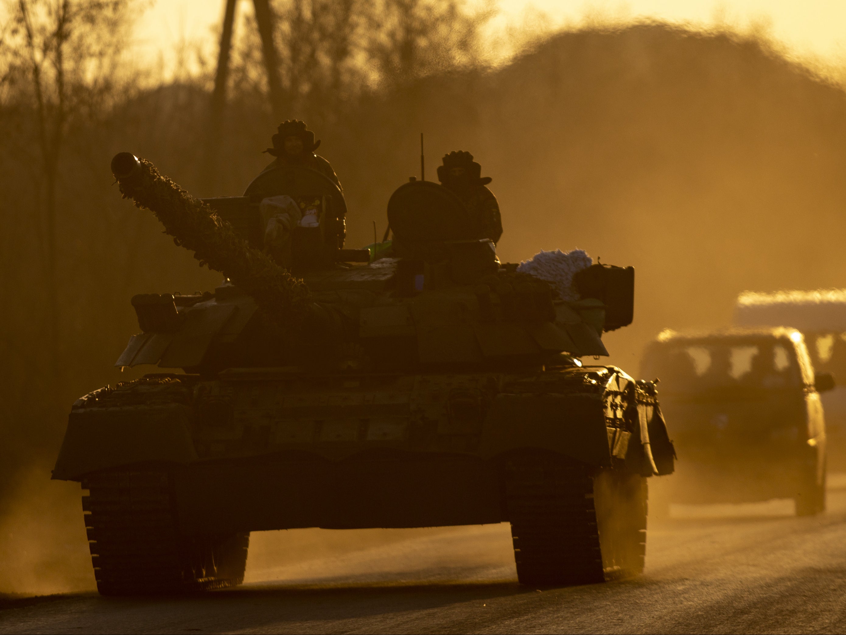 Ukrainian forces on their way to the frontline near Bakhmut