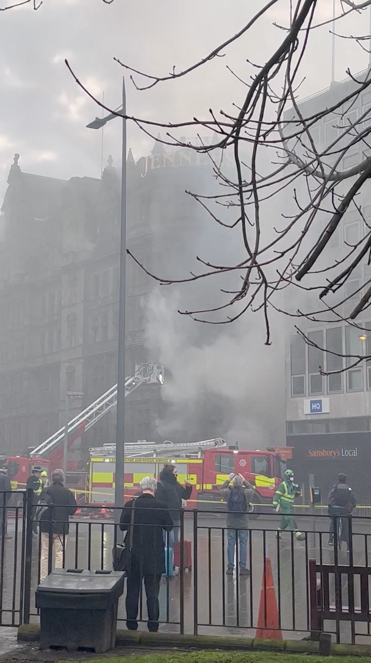 Thick smoke is seen billowing through the heart of the Scottish capital