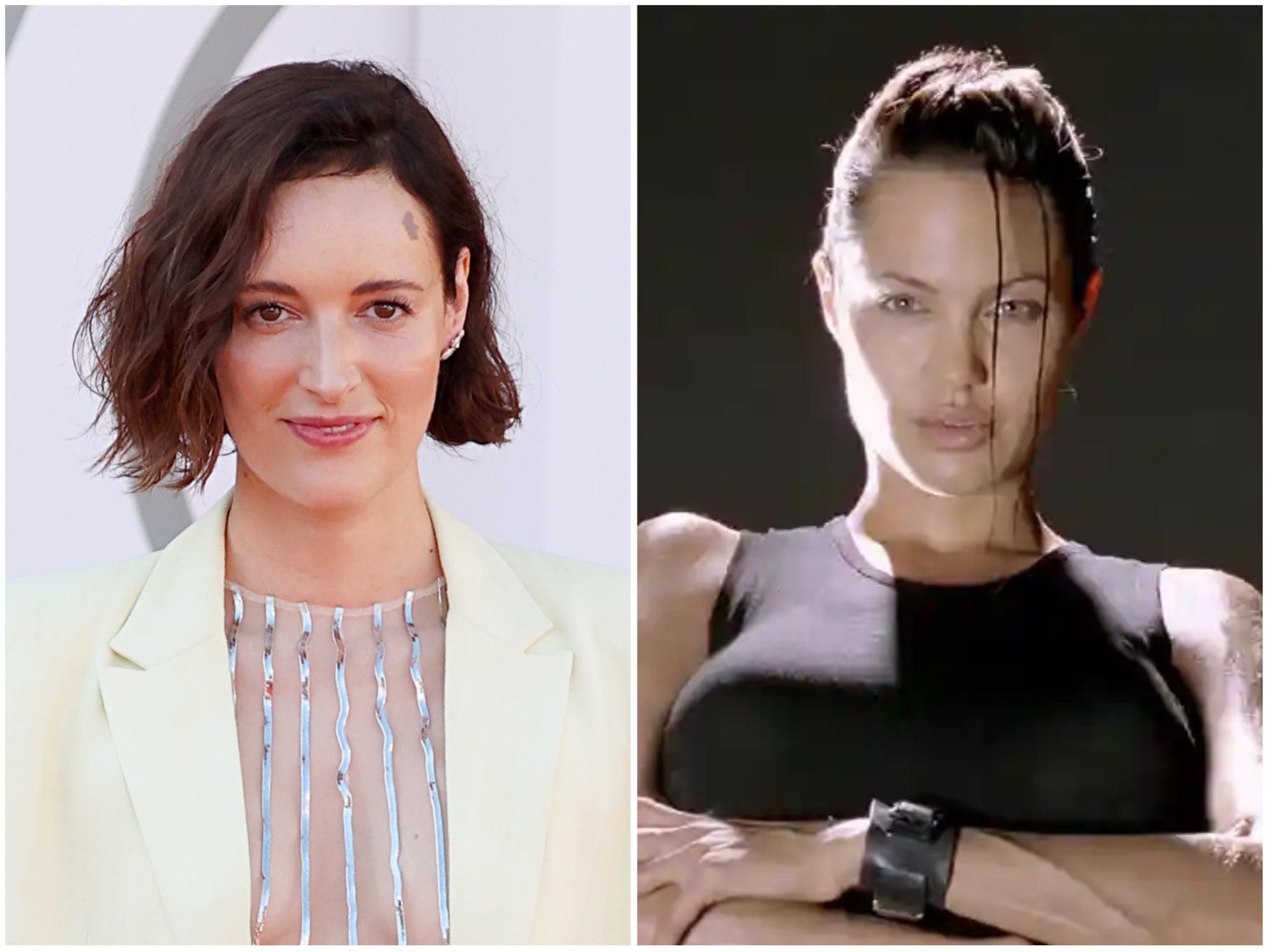 Phoebe Waller-Bridge (left) and Angelina Jolie as Lara Croft