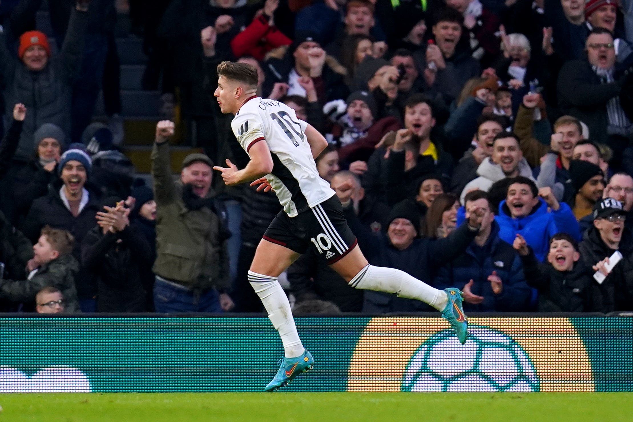 Tom Cairney celebrates his equaliser for Fulham (John Walton/PA)