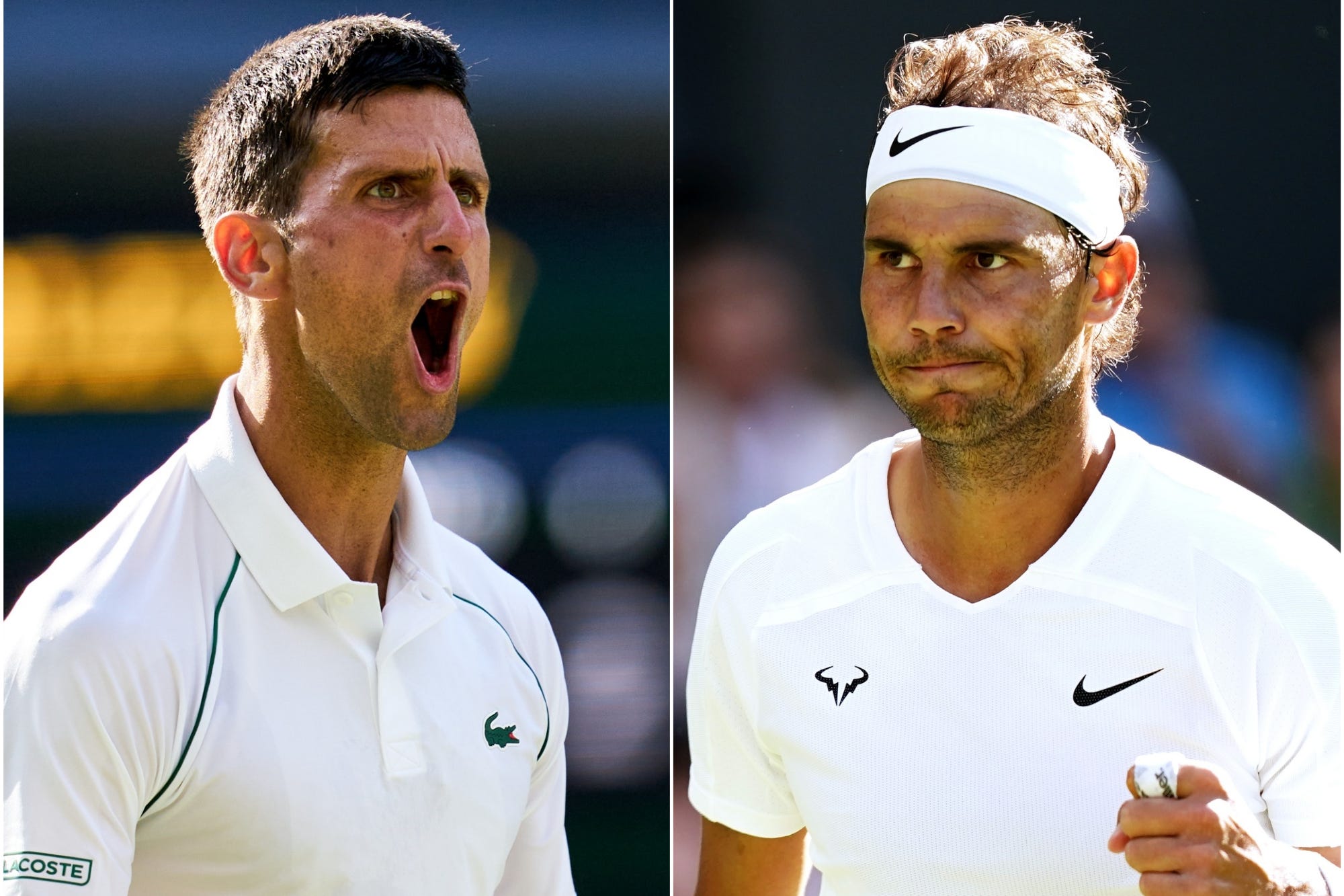 Novak Djokovic (left) and Rafael Nadal have both won 22 grand slams (John Walton/Aaron Chown/PA)