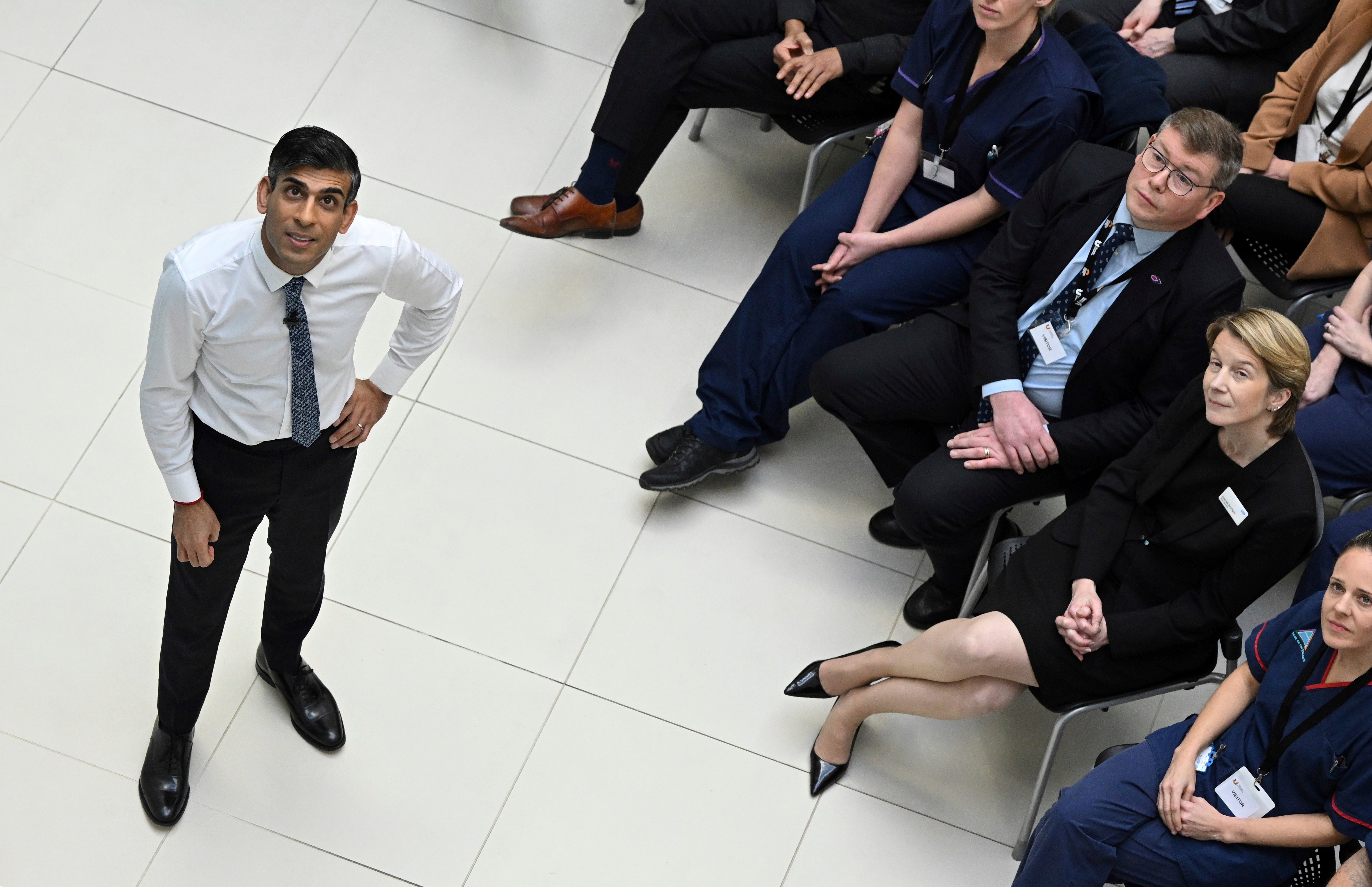 Rishi Sunak speaks with audience in County Durham during a Q&A session on Monday